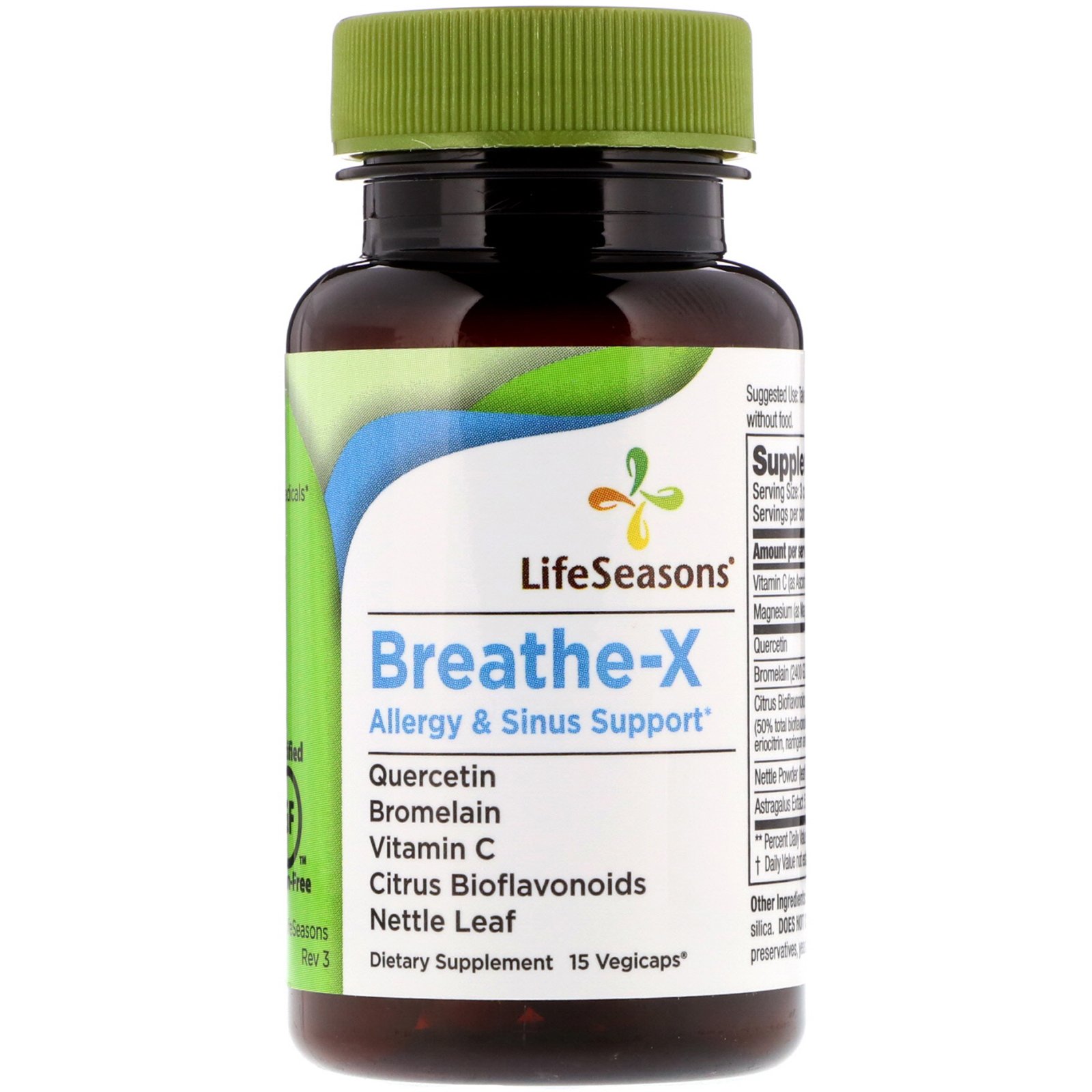 Comprar LifeSeasons, Breathe-X, Allergy & Sinus Support, 15 Vegicaps