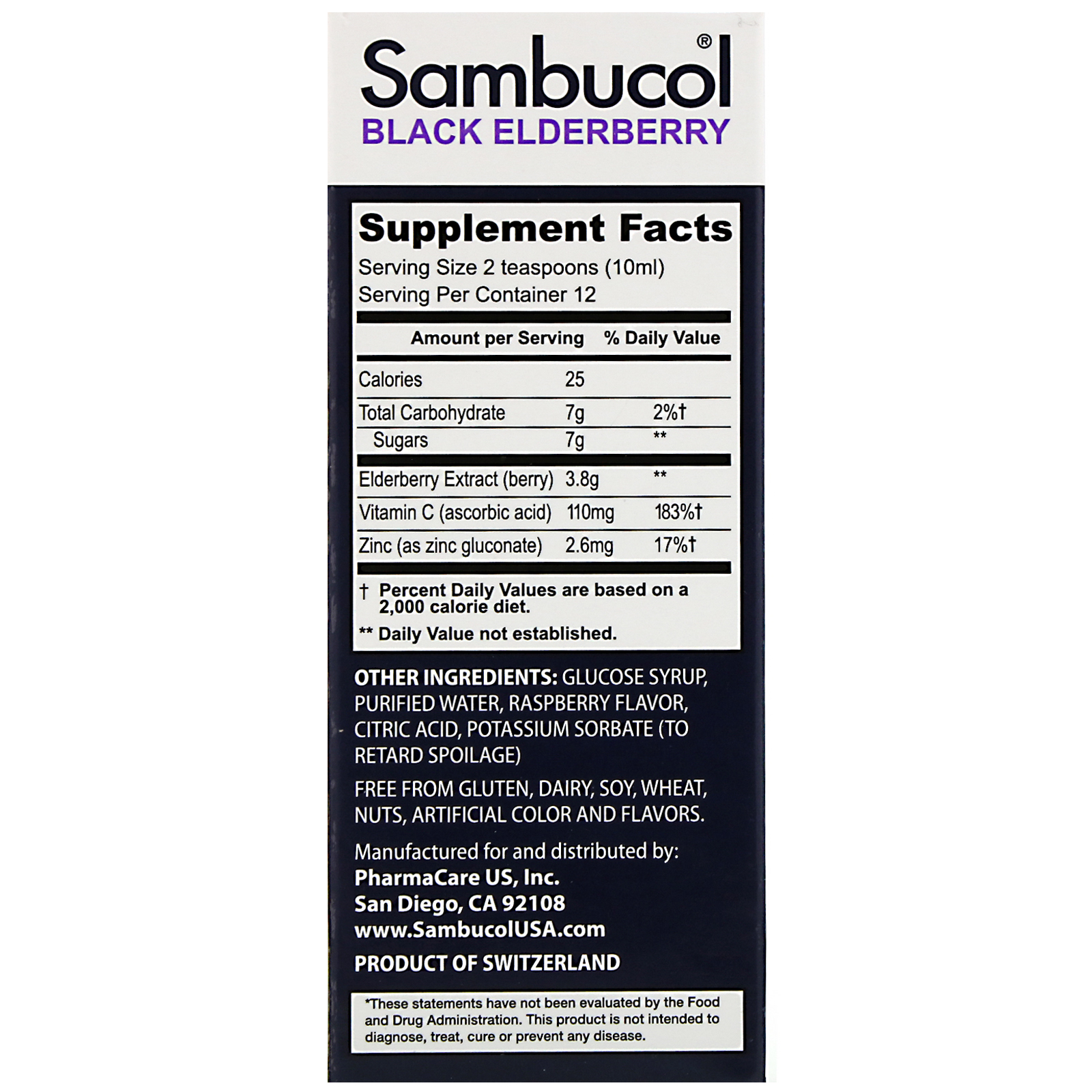 Comprar Sambucol, Xarope de Sabugueiro Preto, Imune Avançado, Vitamina C + Zinco, Baga Natural, 120 ml (4 fl oz) - Imagem 2