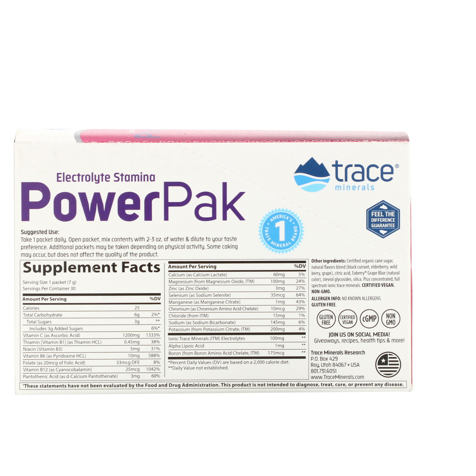 Comprar Trace Minerals Research, Electrolyte Stamina PowerPak, Mixed Berry, 30 Packets, 0.25 oz (7 g) Each - Imagem 2