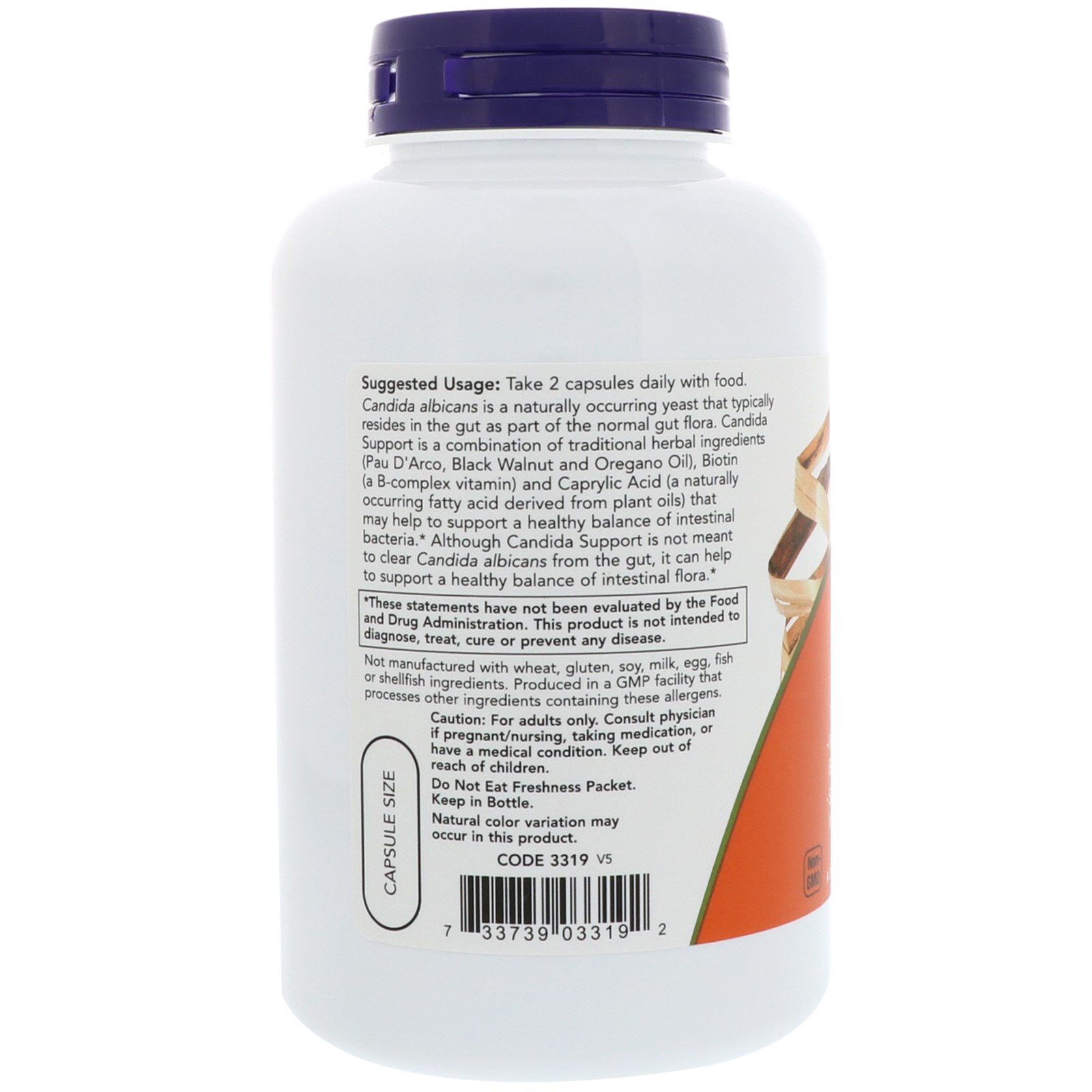Comprar Now Foods, Candida Support, 180 Cápsulas Vegetais - Imagem 3