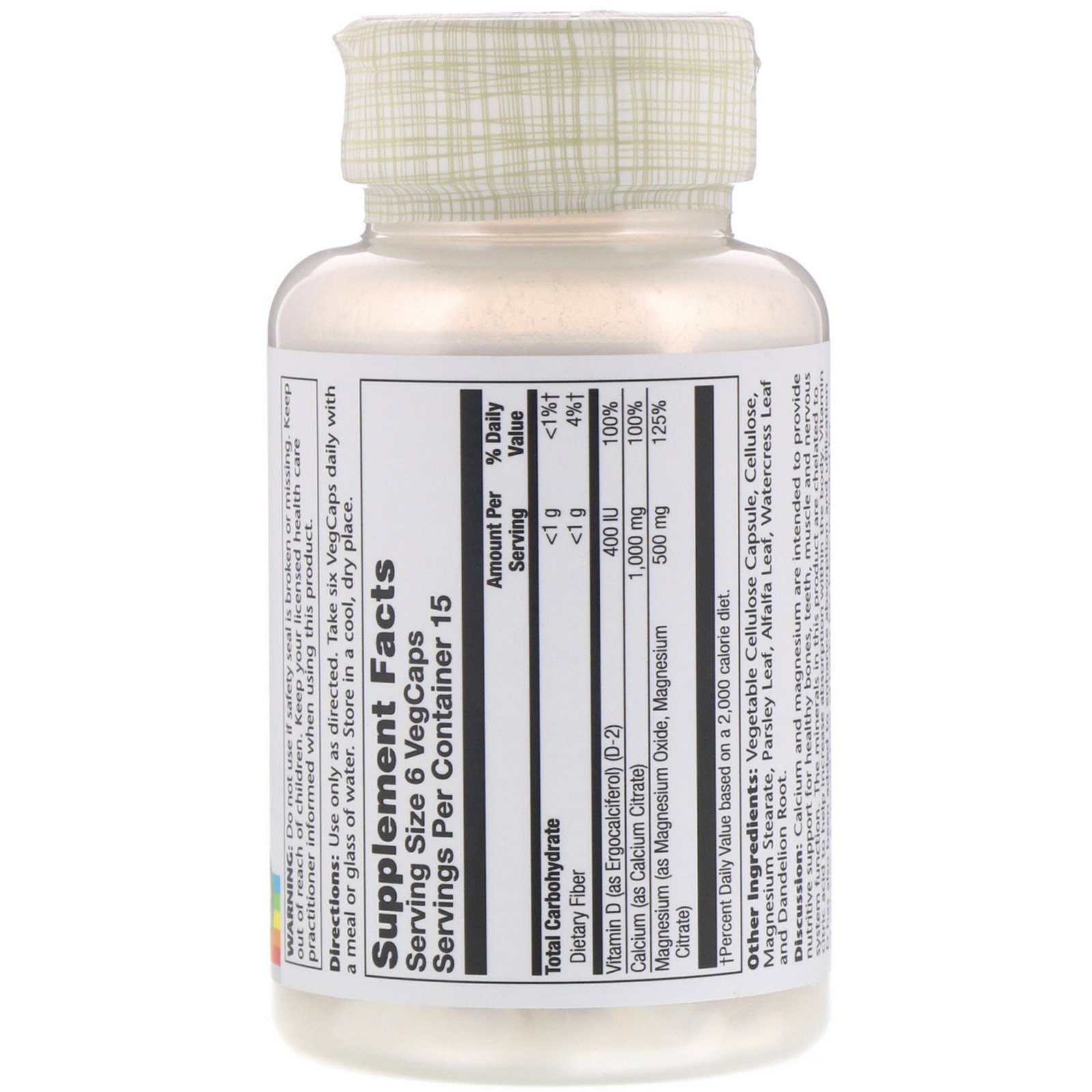 Comprar Solaray, Citrato de Cal-Mag com Vitamina D2, 90 Cápsulas Vegetais - Imagem 2