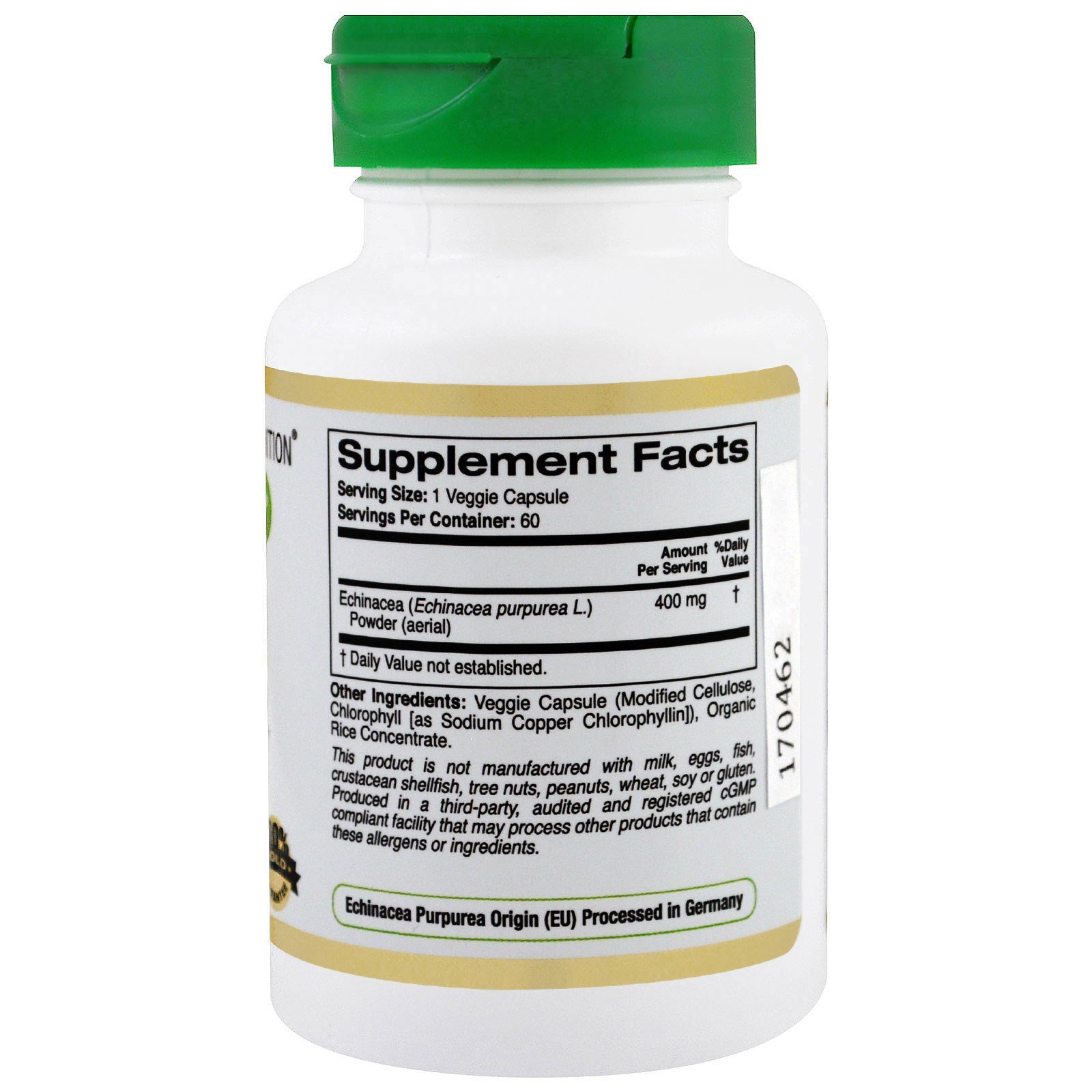 Comprar California Gold Nutrition, Echinacea, EuroHerbs, Pó Integral, 400 mg, 60 Cápsulas Vegetais - Imagem 2