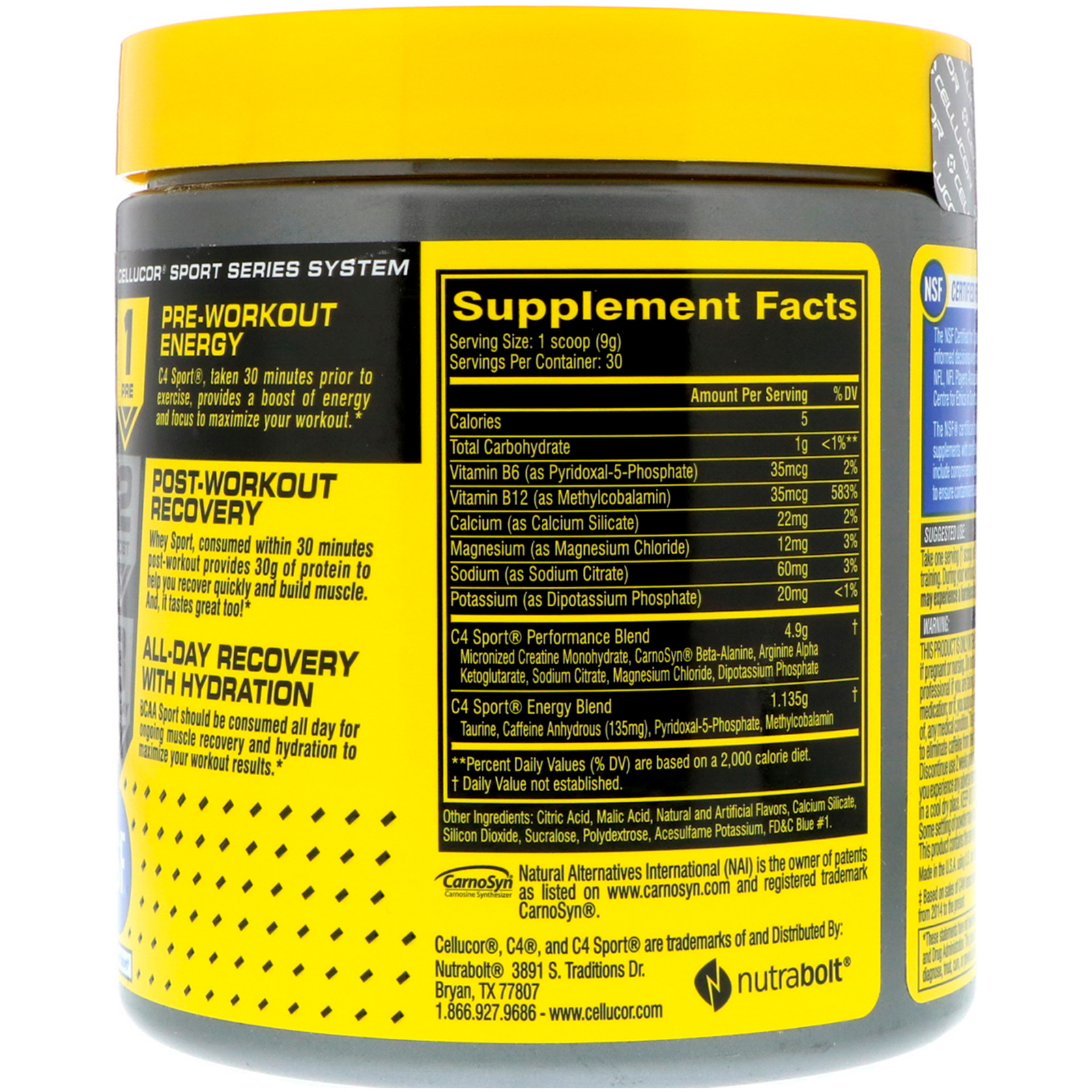 Comprar Cellucor, C4 Sport, Pré-treino, Framboesa Azul, 9,5 oz (270 g) - Imagem 2