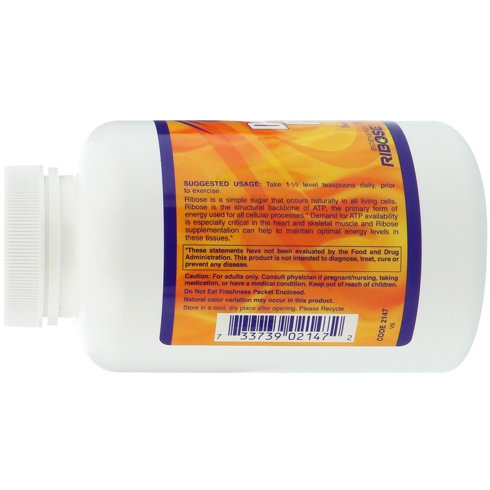 Comprar Now Foods, Atletas, D-Ribose em Pó, 8 oz (227 g) - Imagem 3