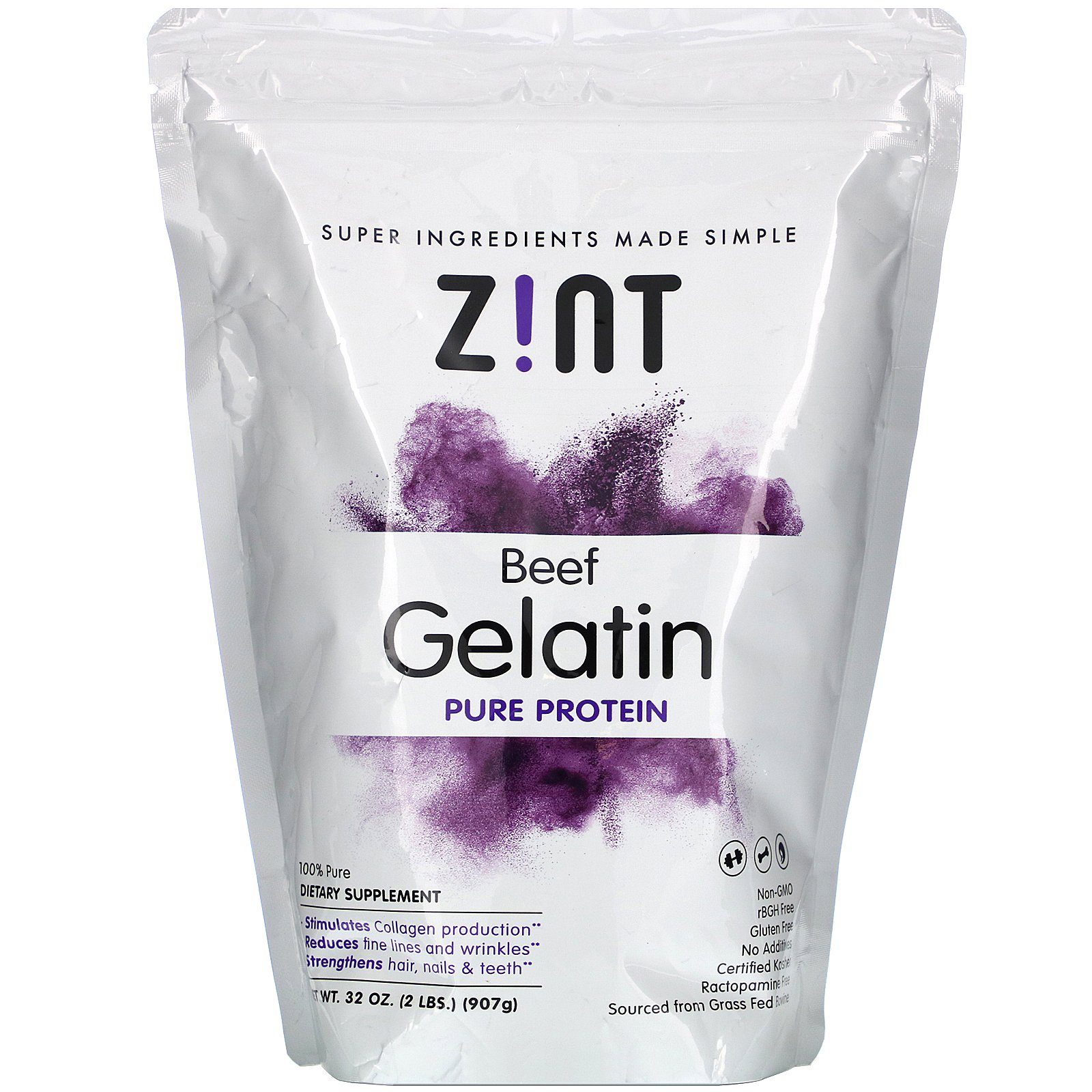Comprar Zint, Beef Gelatin, Pure Protein, 32 oz (907 g)