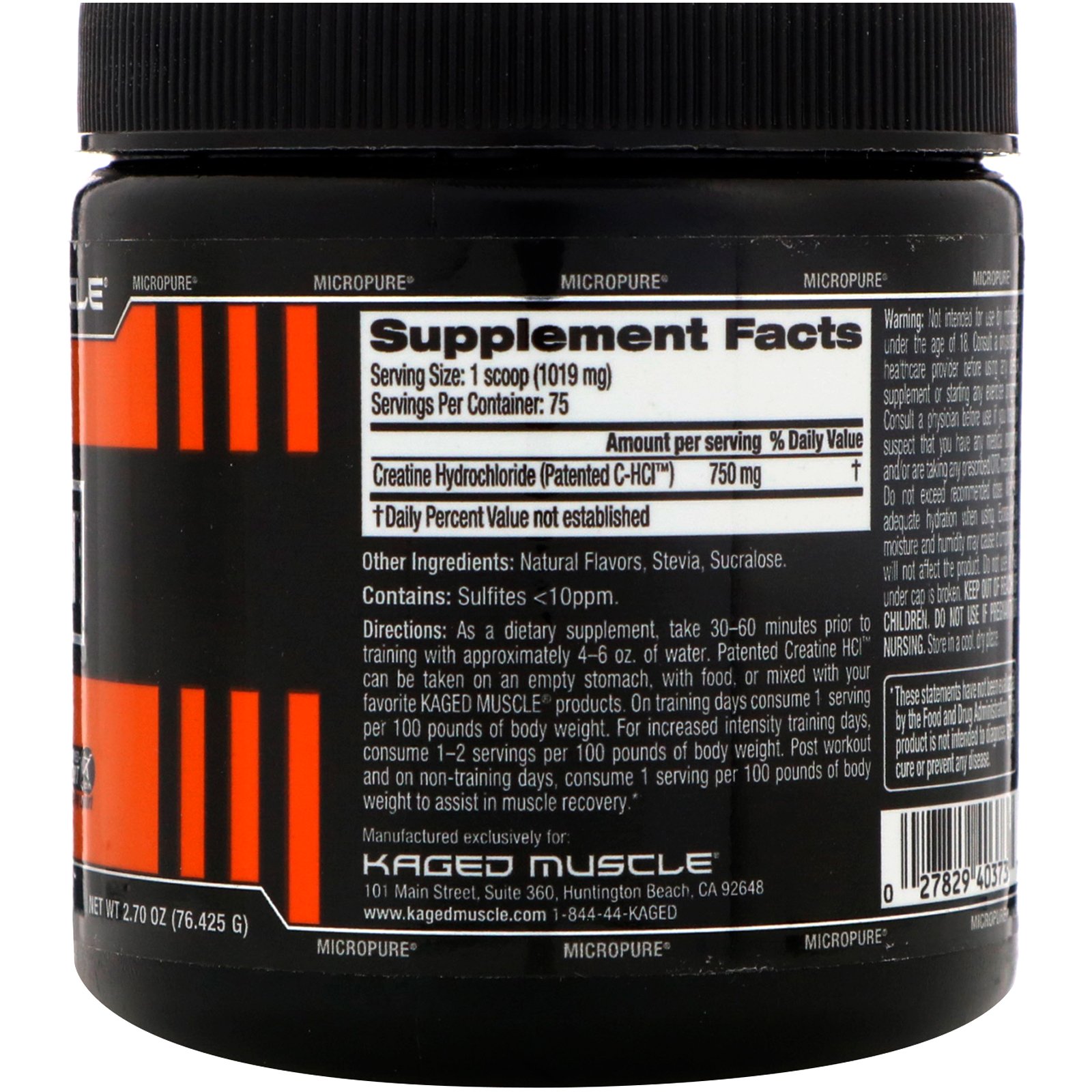 Comprar Kaged Muscle, Creatina C-HCL Patenteada, Lima Limão, 2,70 oz (76,425 g) - Imagem 2