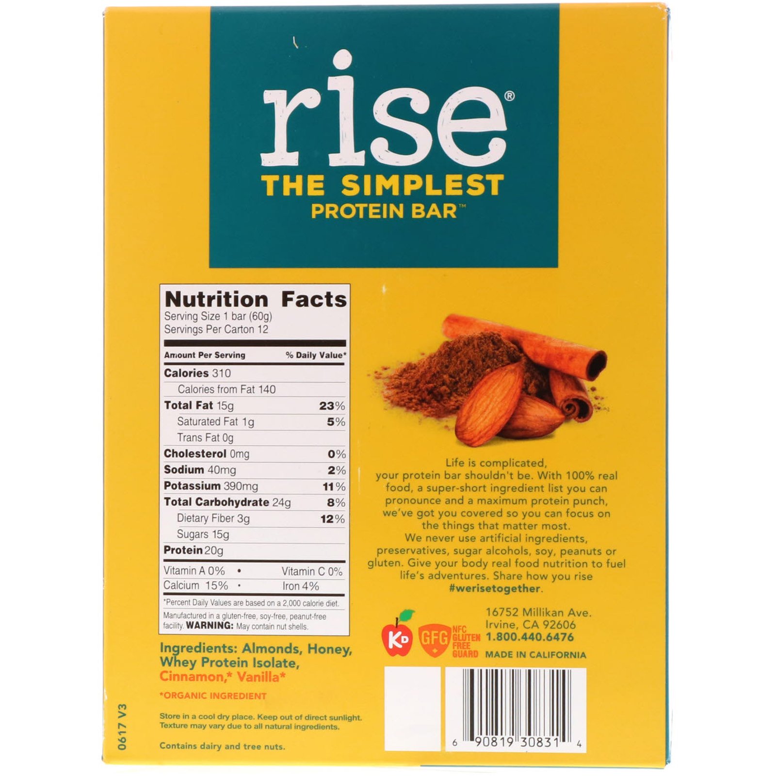 Comprar Rise Bar, THE SIMPLEST PROTEIN BAR, Snicker Doodle, 12 Bars, 2.1 oz (60 g) Each - Imagem 3
