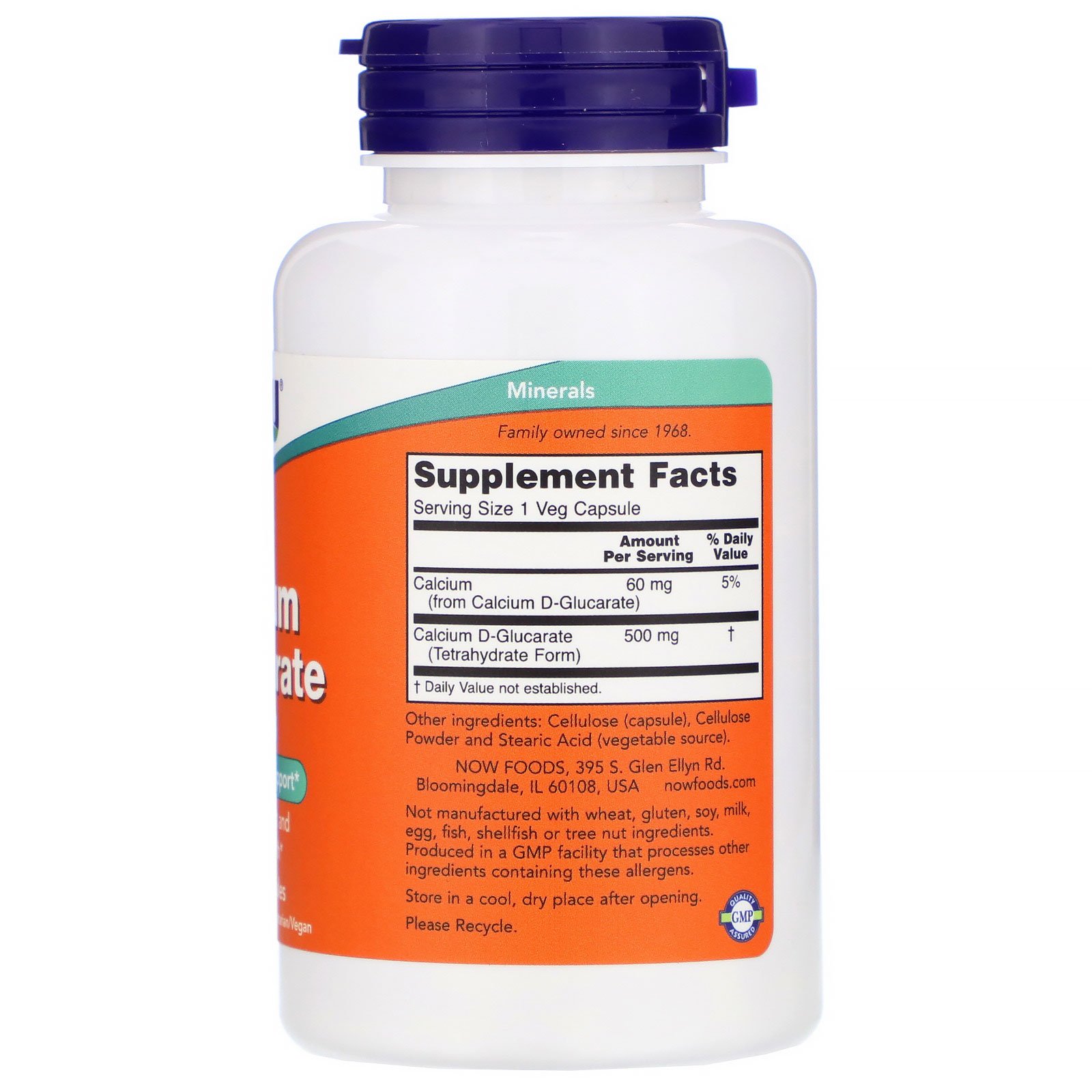 Comprar Now Foods, D-Glucarato de Cálcio, 500 mg, 90 Cápsulas Vegetais - Imagem 2