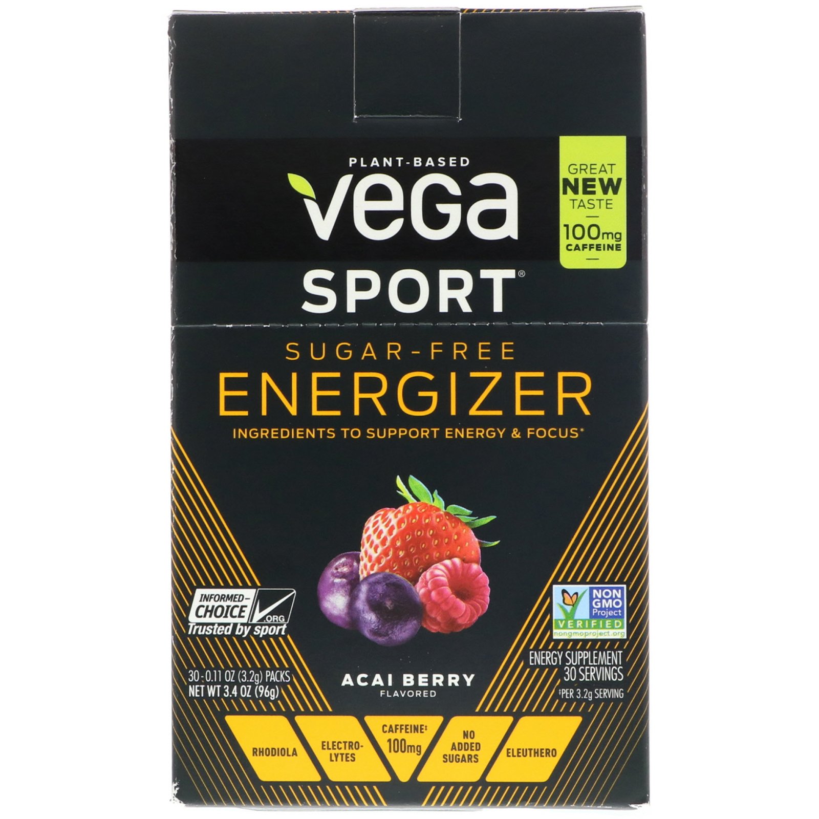 Comprar Vega, Sport, Energizador Sem Açúcar, Açaí, 30 Sachês, 0,11 oz (3,2 g) Cada