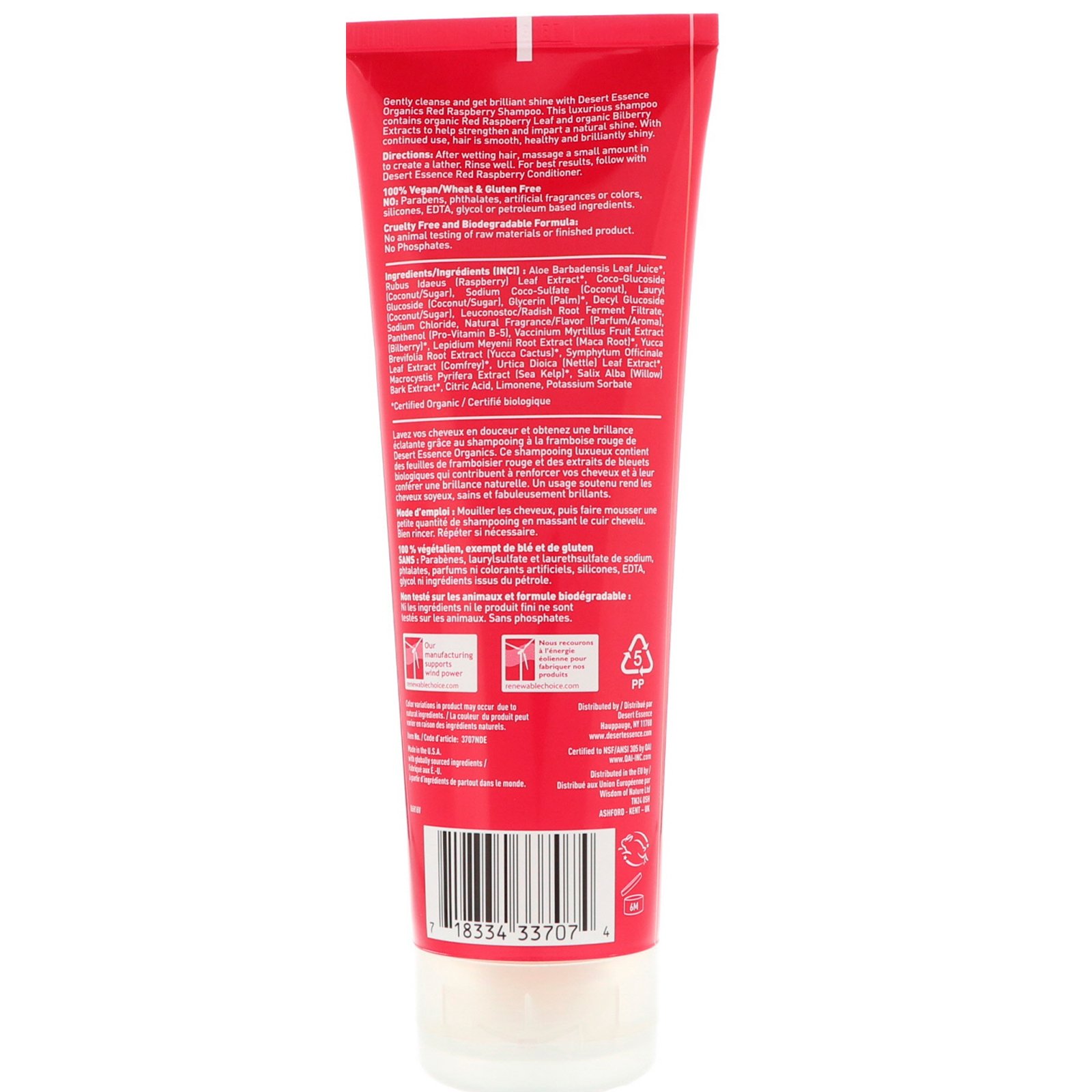Comprar Desert Essence, Organics, Shampoo, Framboesa Vermelha, 237 ml (8 fl oz) - Imagem 2