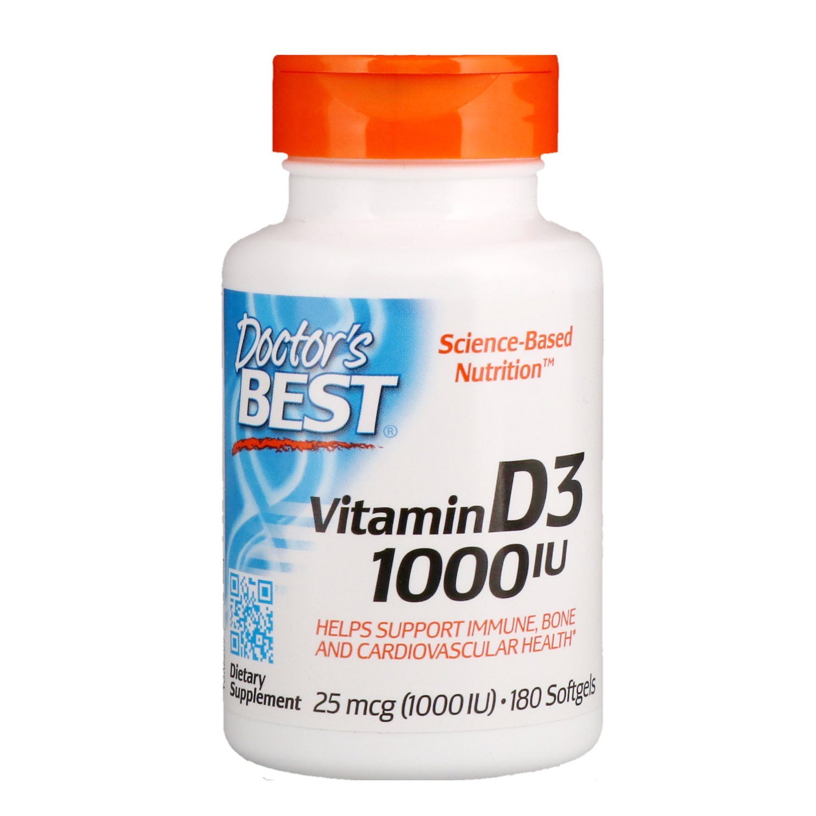 Comprar Doctor's Best, Vitamina D3, 25 mcg (1.000 UI), 180 Cápsulas Softgel
