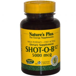 Comprar Nature's Plus, Shot-O-B12 5000 mcg - 60 Cápsulas Vegetarianas