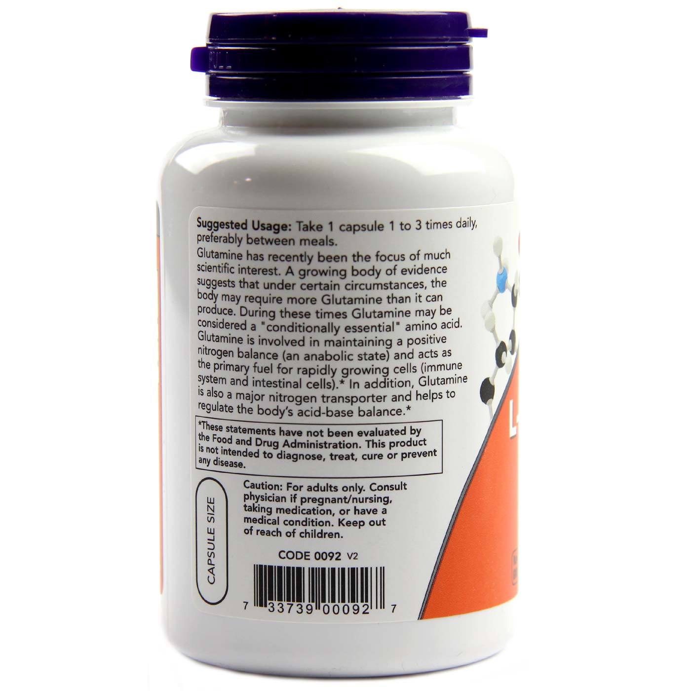 Comprar Now Foods, L-Glutamina 500 mg - 120 Cápsulas - Imagem 3