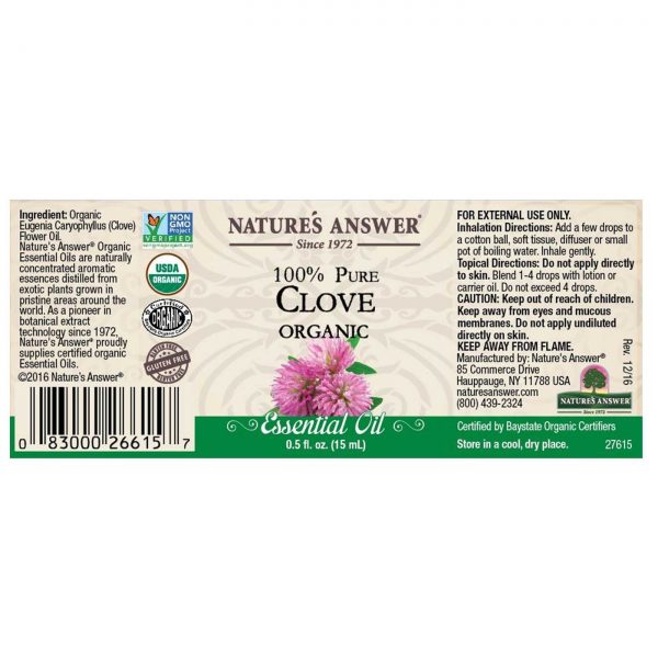 Comprar Nature's Answer, Óleo Essencial de Cravo Orgânico - 0,5 fl oz (15mL) - Imagem 6