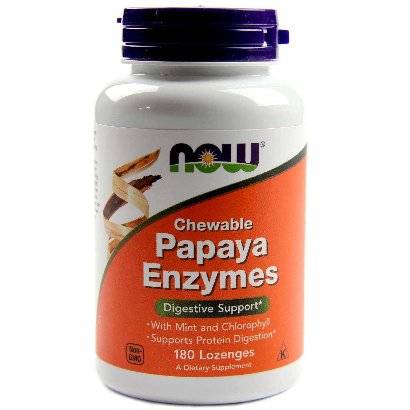 Comprar Now Foods, Enzimas de mamão Mastigáveis -180 Pastilhas