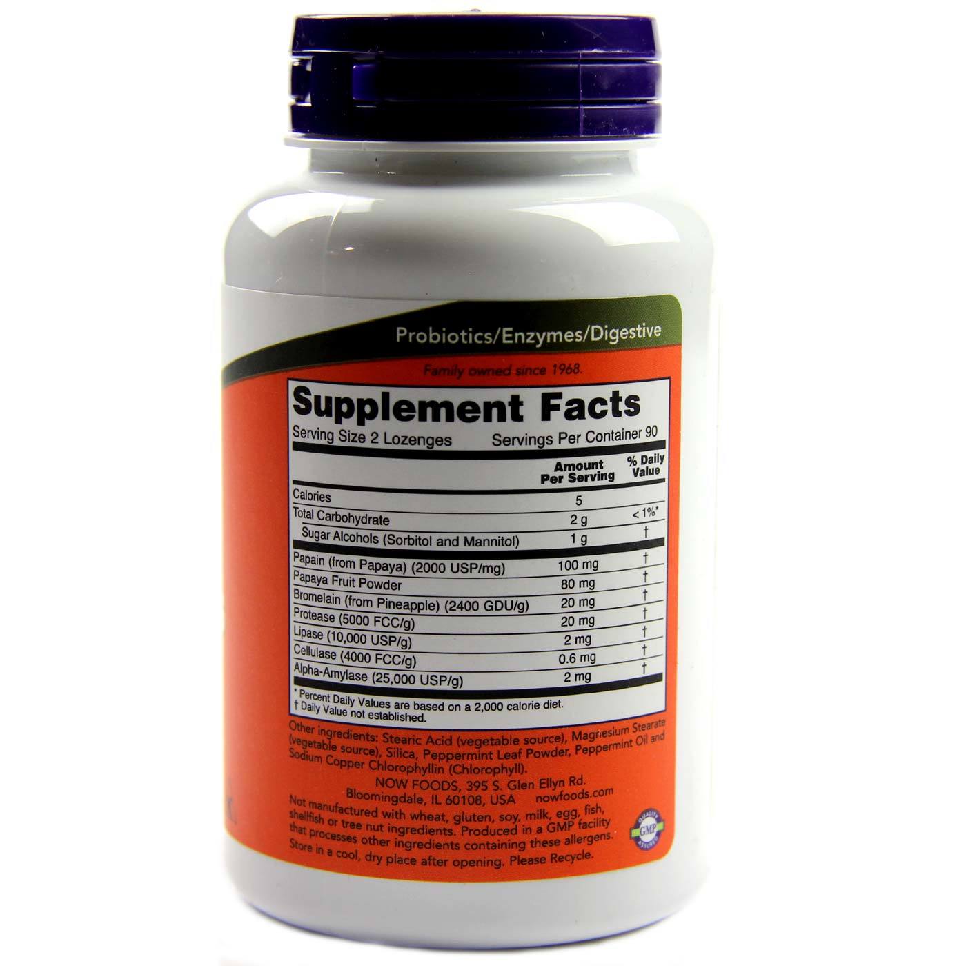 Comprar Now Foods, Enzimas de mamão Mastigáveis -180 Pastilhas - Imagem 2
