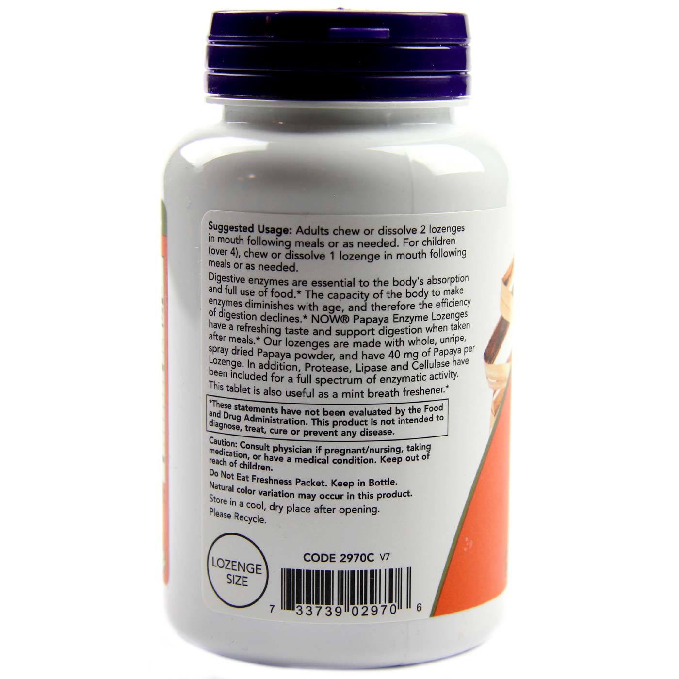 Comprar Now Foods, Enzimas de mamão Mastigáveis -180 Pastilhas - Imagem 3