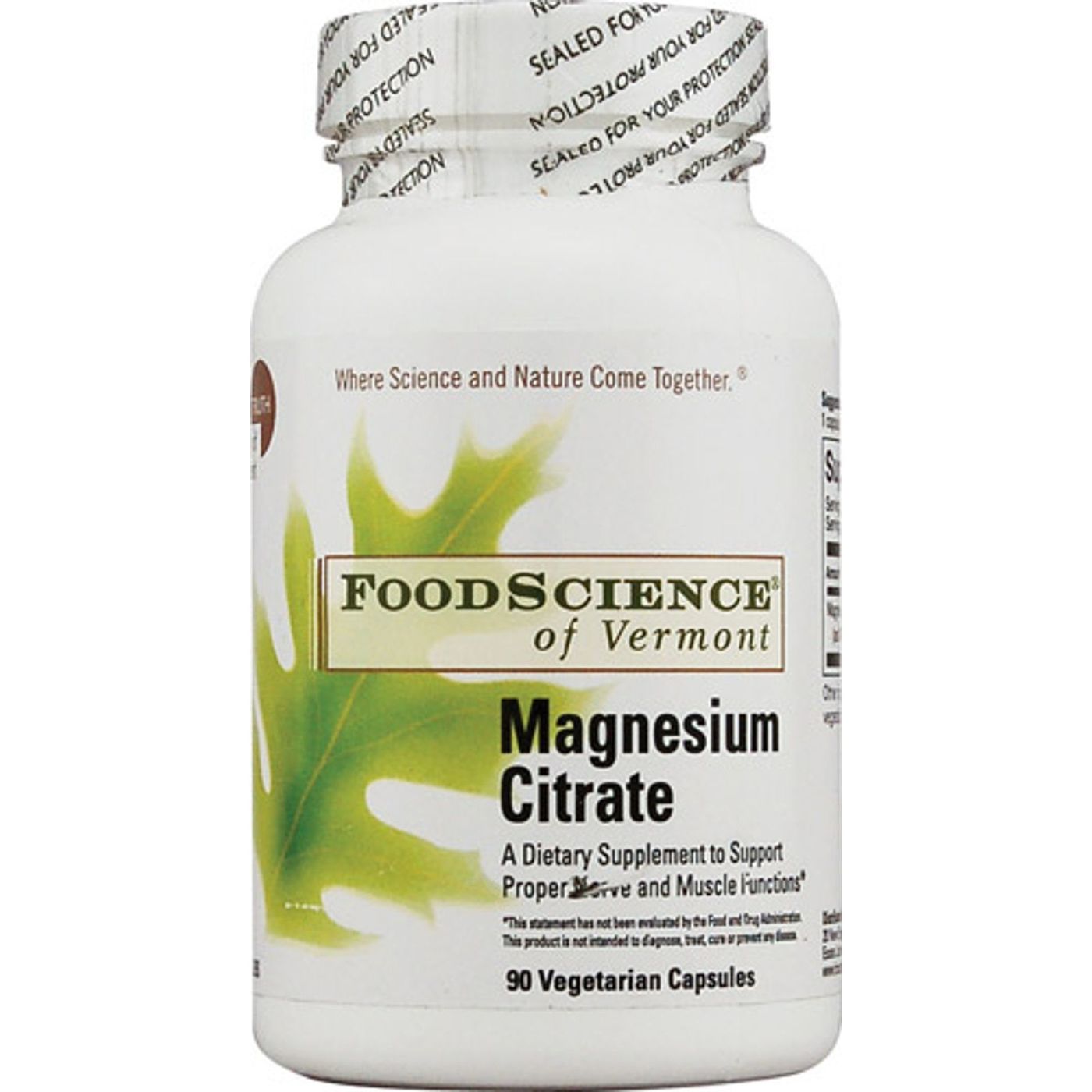 Comprar FoodScience of Vermont, Citrato de Magnésio - 140 mg - 90 Cápsulas