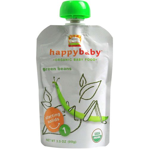 Comprar Happy Bebê Orgânico Bebê Food Stage 1 Começando Beans Sólidos Verdes 3,5 onças