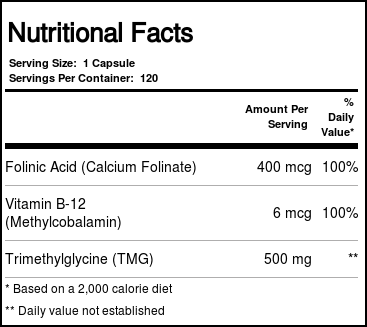 Comprar Kirkman Labs, TMG com Ãcido FolÃnico e Methyl B12 - 120 Cápsulas Vegetarianas - Imagem 4