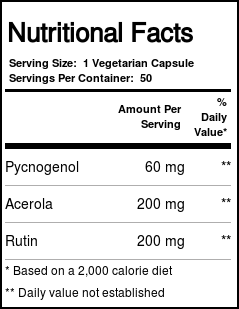 Comprar Now Foods, Pycnogenol 60 mg Acerola e Rutina - 50 Cápsulas Vegetarianas - Imagem 3