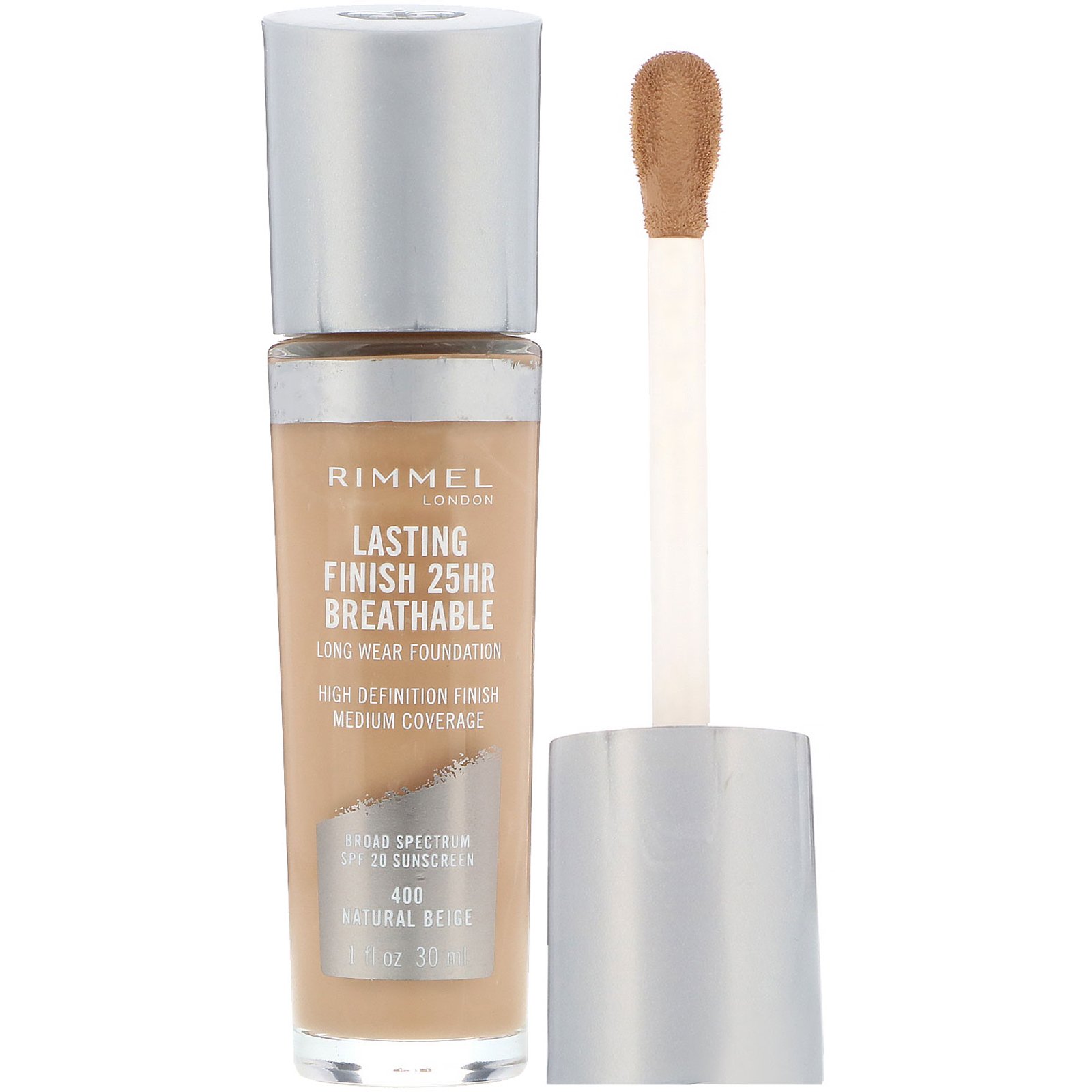 Comprar Rimmel London, Base de uso prolongado permeável Acabamento duradouro 25H, FPS 20, 400 Sand, 30 ml