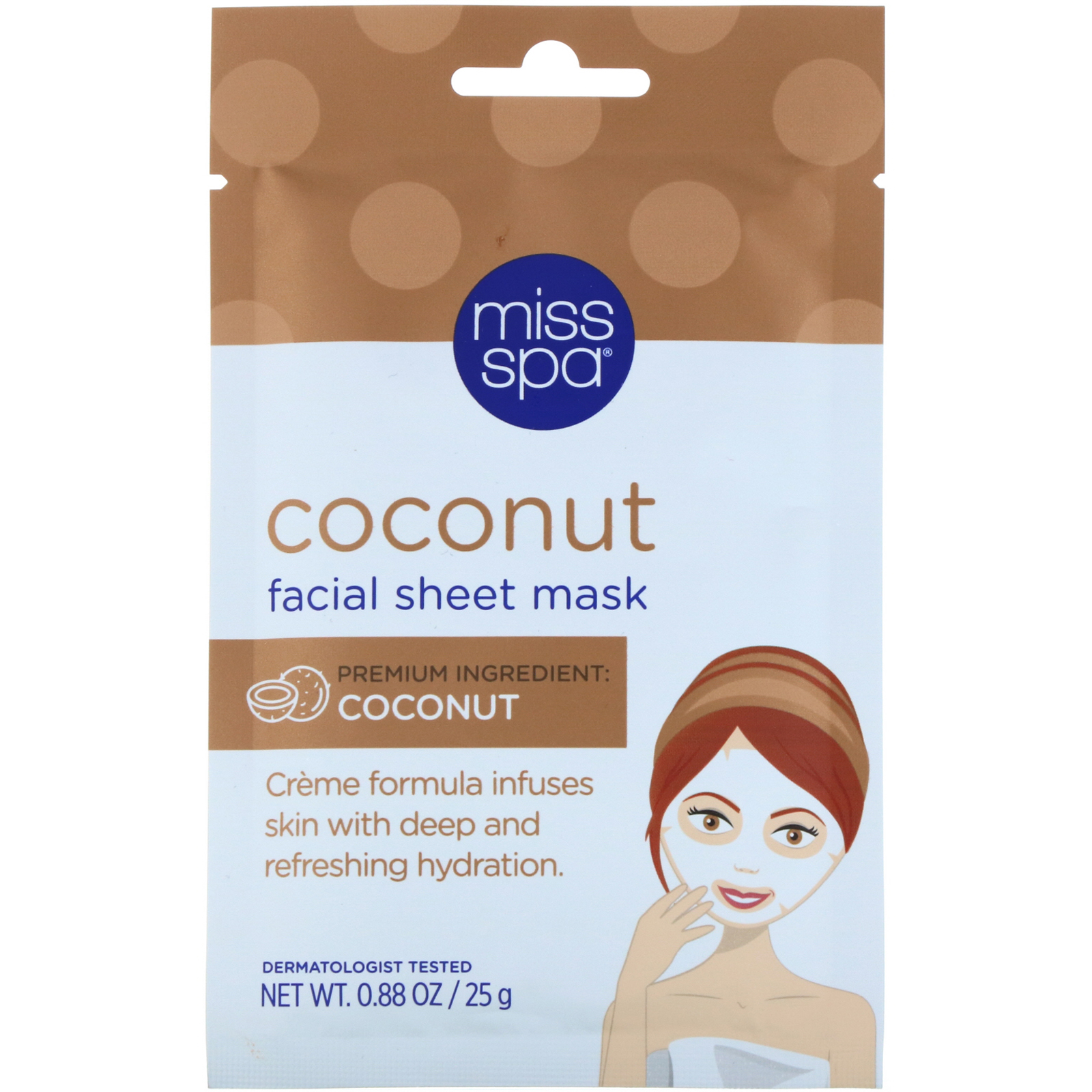 Comprar Miss Spa, Coconut Facial Sheet Mask, 1 Sheet, 0.88 oz (25 g)