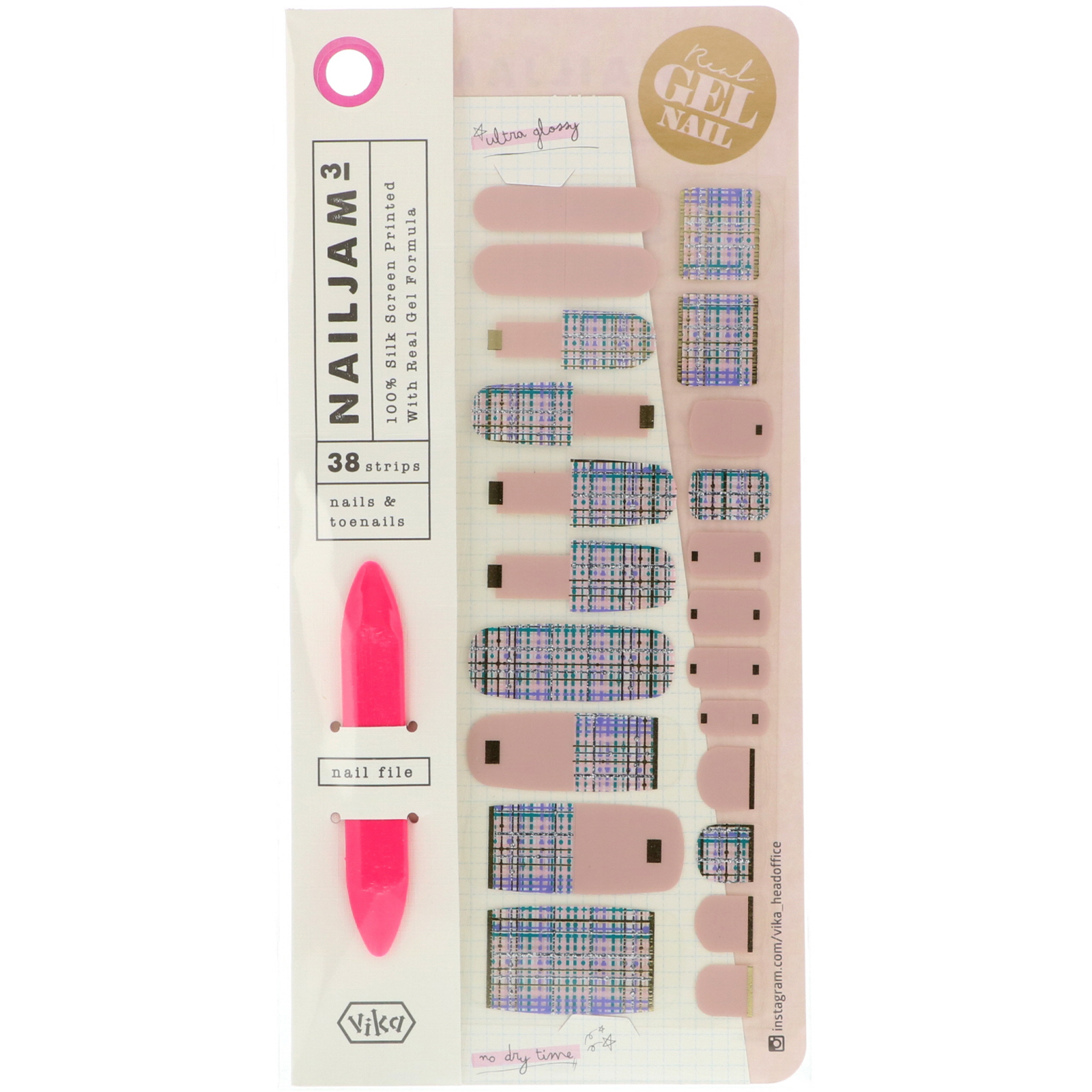 Comprar Vika Nailjam, Gel Nail Strips For Nails & Toenails, Get It Girl, 38 Strips