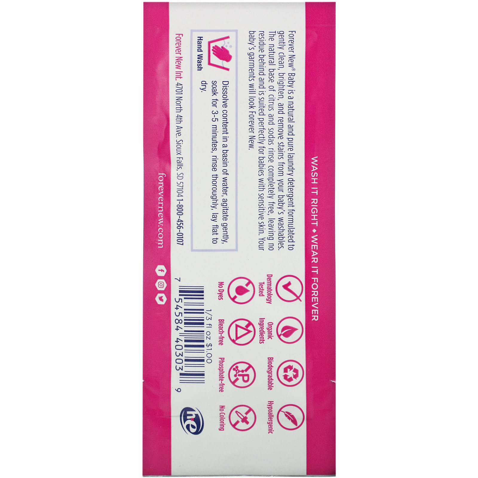 Comprar Forever New, Baby, Fabric Care Wash, Liquid, Clean Cotton, 1/3 fl oz (10 ml) - Imagem 2
