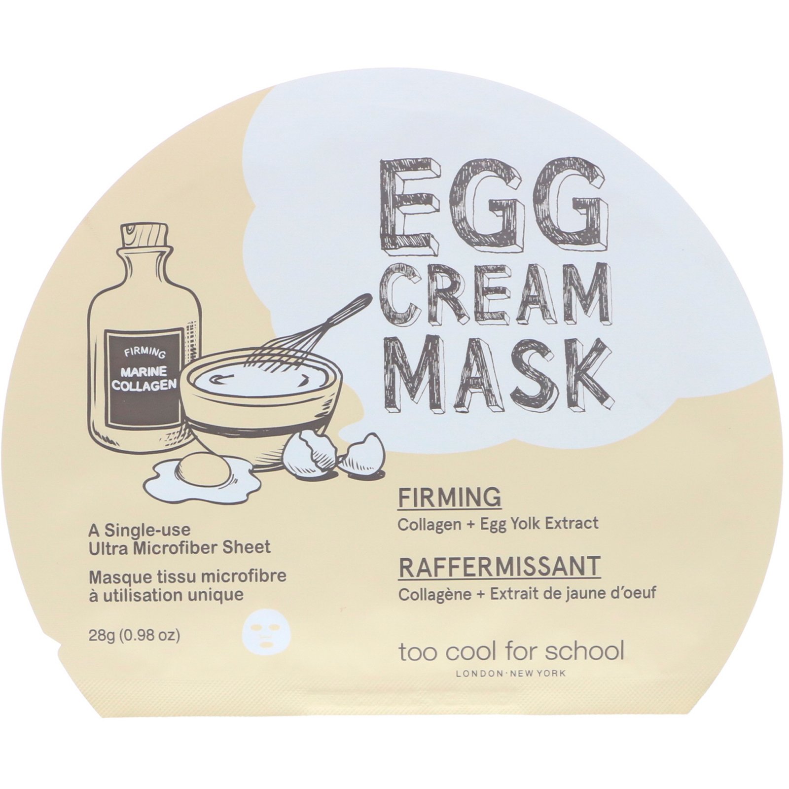 Comprar Too Cool for School, Máscara de Creme de Ovos, Firmadora, 1 Folha, 0,98 oz (28 g)