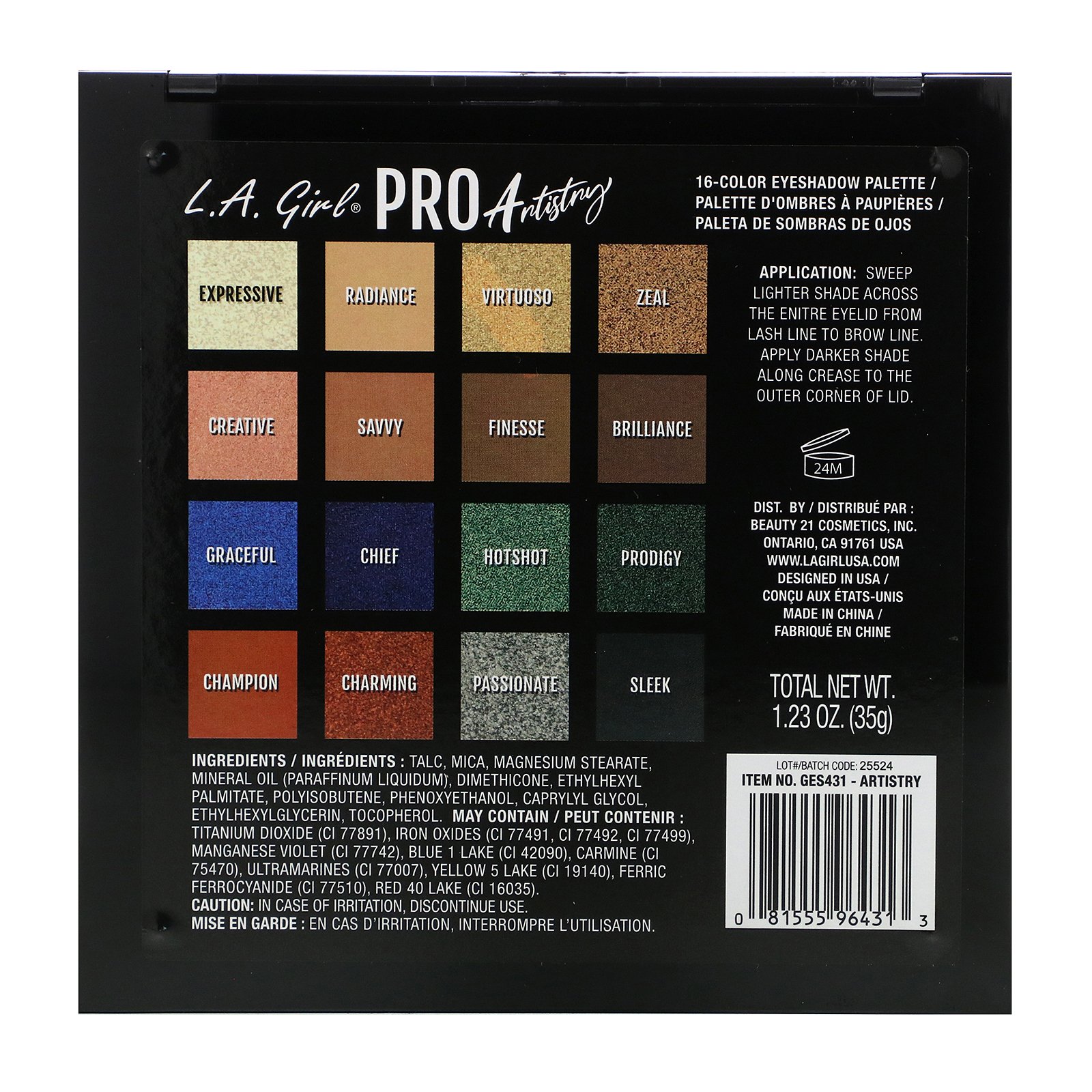 Comprar L.A. Girl, Pro Eyeshadow Palette, Artistry, 1.23 oz (35 g) - Imagem 3
