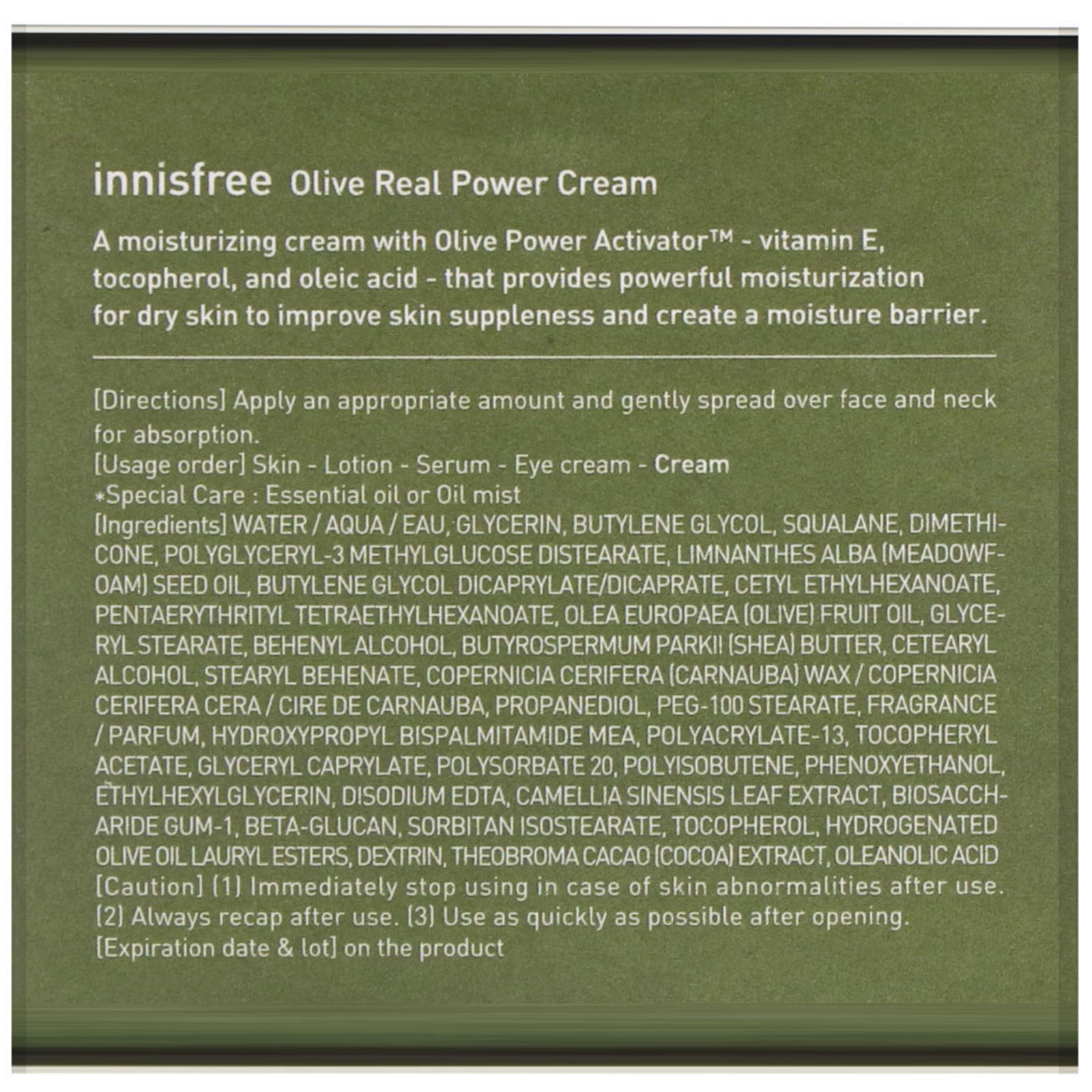 Comprar Innisfree, Olive Real Power Cream, 50 ml (1,69 fl oz) - Imagem 3