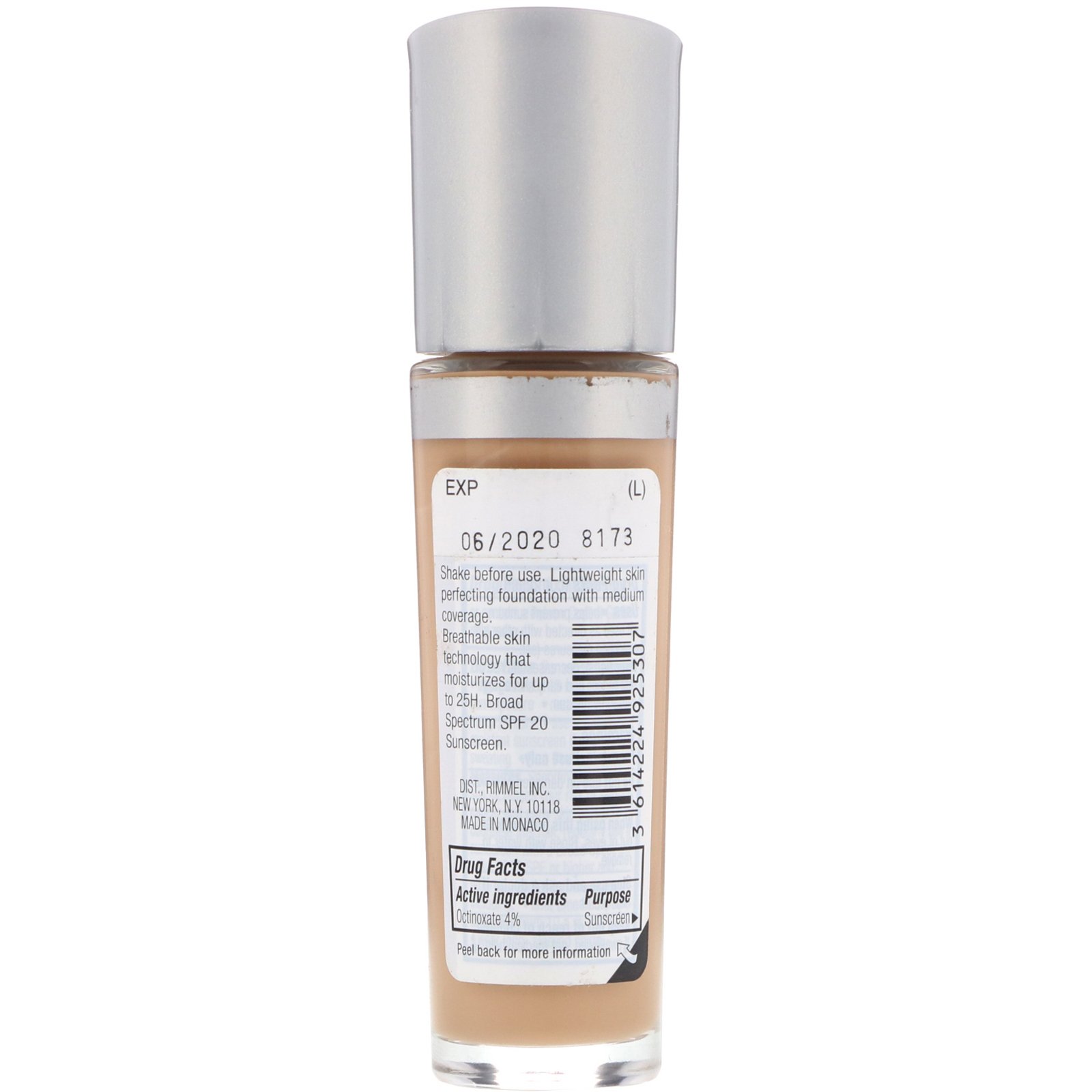 Comprar Rimmel London, Base de uso prolongado permeável Acabamento duradouro 25H, FPS 20, 400 Sand, 30 ml - Imagem 2