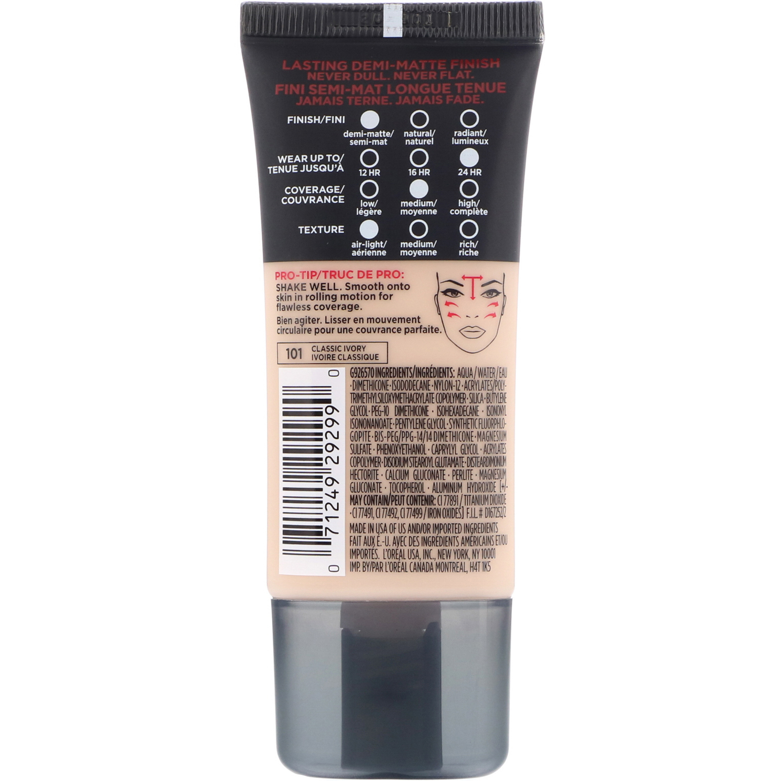 Comprar L'Oreal, Base Infallible Pro-Matte, Classic Ivory 101, 30 ml - Imagem 2