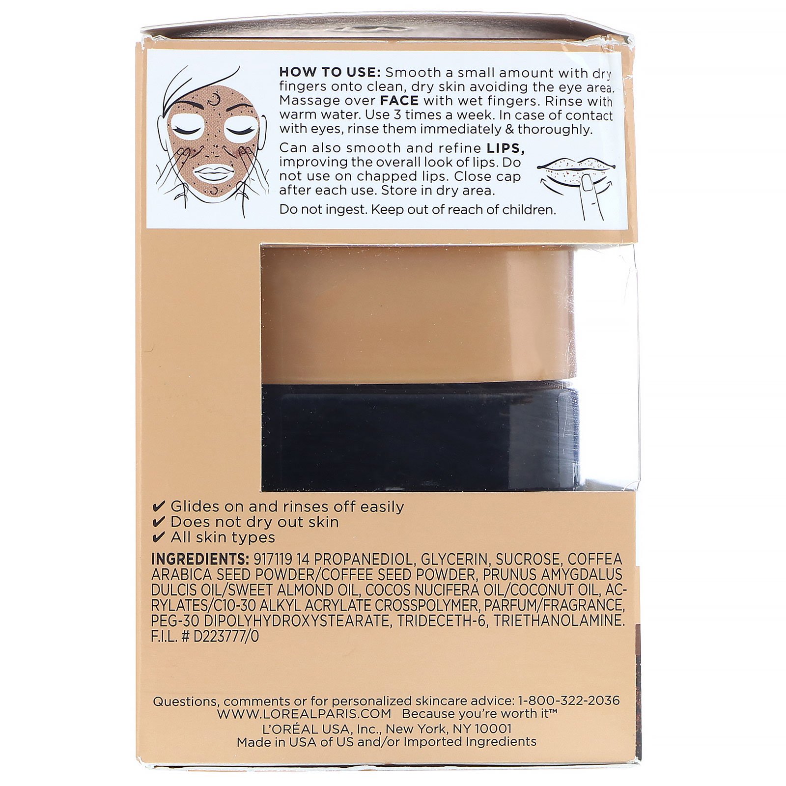 Comprar L'Oreal, Pure-Sugar Scrub, Resurface & Energize, 3 açúcares puros + café, 48 g - Imagem 3