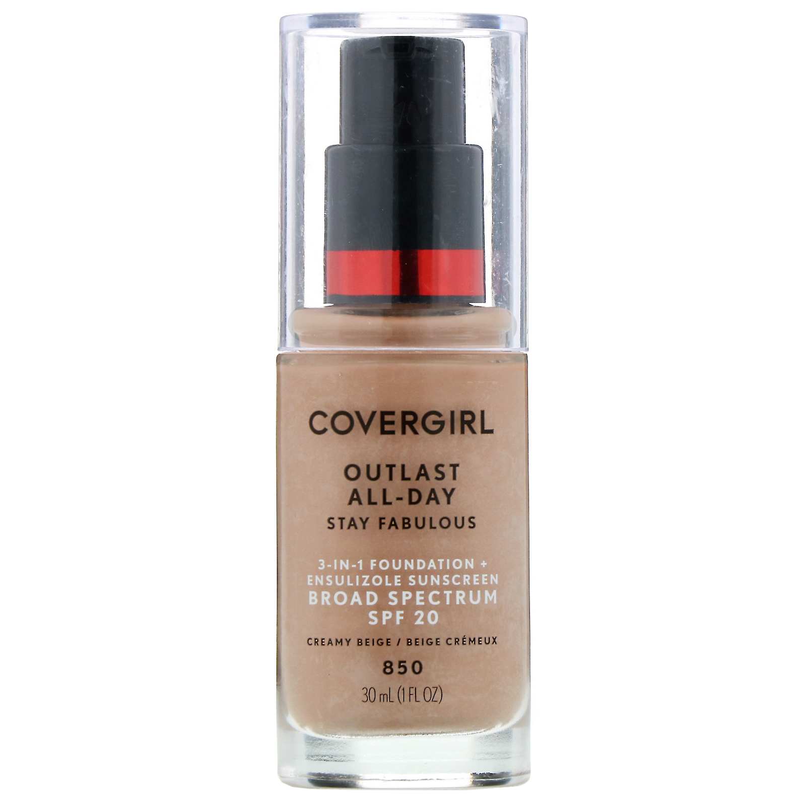 Comprar Covergirl, Outlast All-Day Stay Fabulous, Base 3 em 1, 850 Bege creme, 1 fl oz (30 ml)
