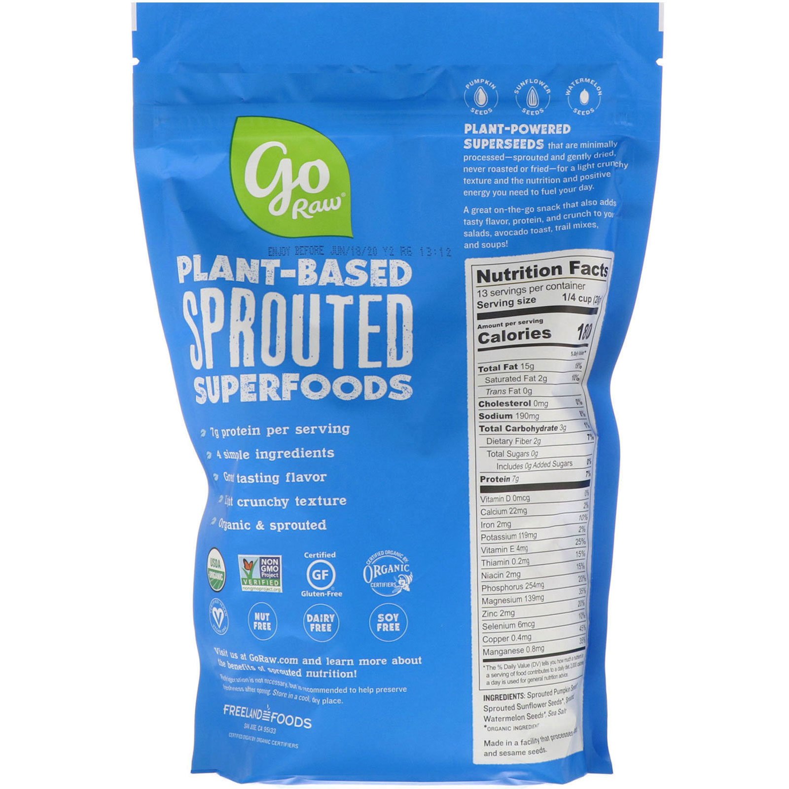Comprar Go Raw, Orgânico, Sementes Germinadas Mistas com Sal Marinho, 369 g (13 oz) - Imagem 2