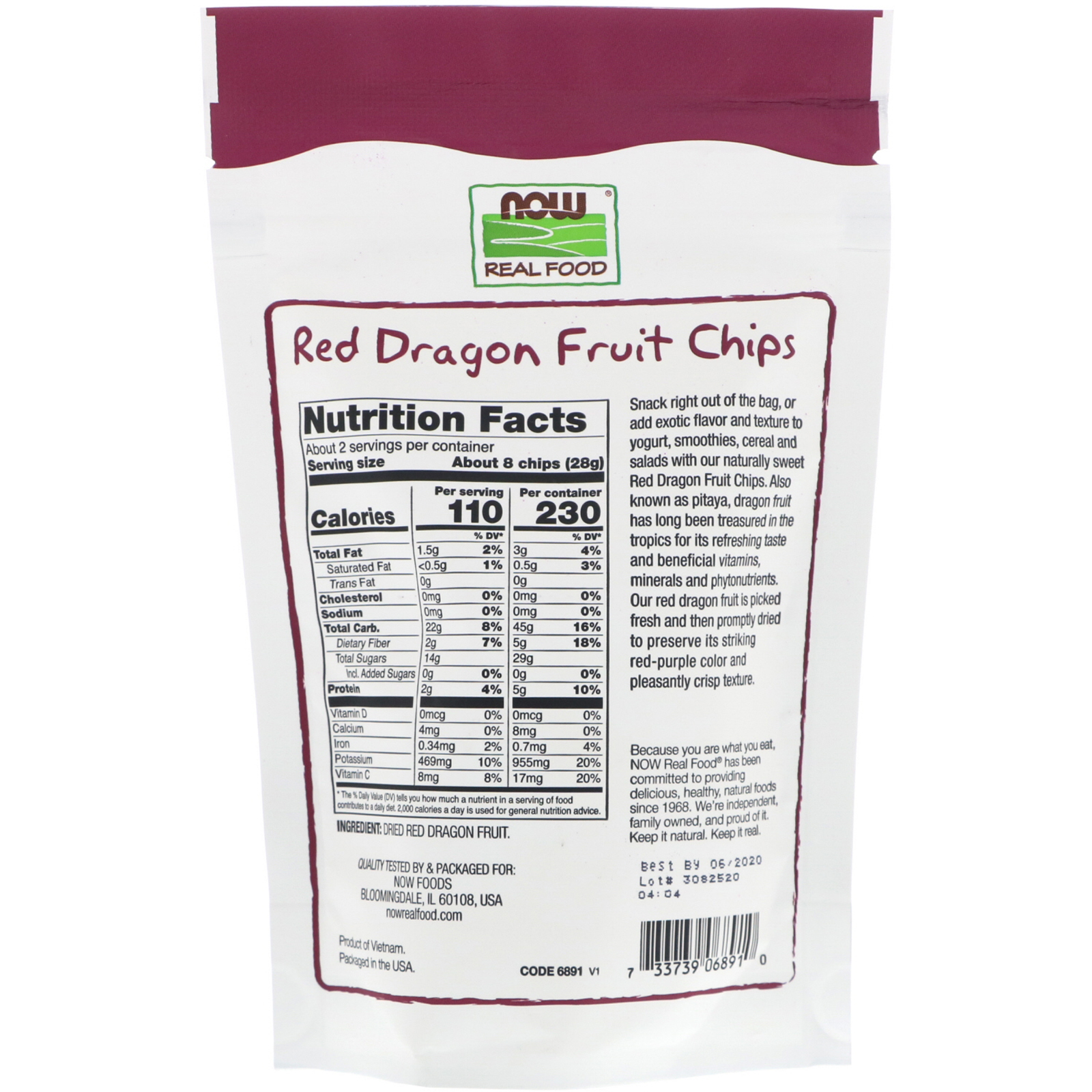 Comprar Now Foods, Real Foods, Chips de Pitaia Vermelha, 2 oz (57 g) - Imagem 2