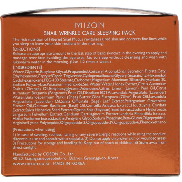 Comprar Mizon, Snail Wrinkle Care Sleeping Pack, 2.7 fl oz (80 ml) - Imagem 4