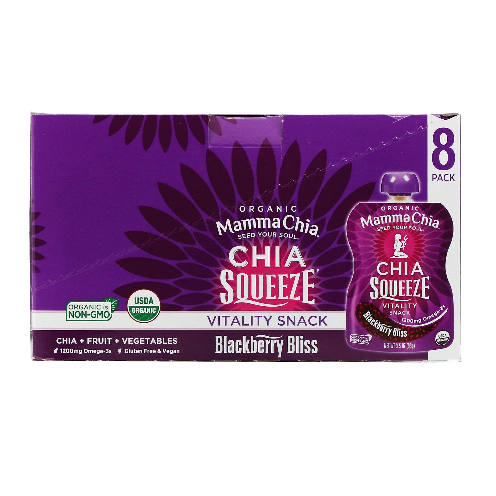 Comprar Mamma Chia, Organic Chia Squeeze, Vitality Snack, Blackberry Bliss, 8 Squeezes, 3.5 oz (99 g) Each