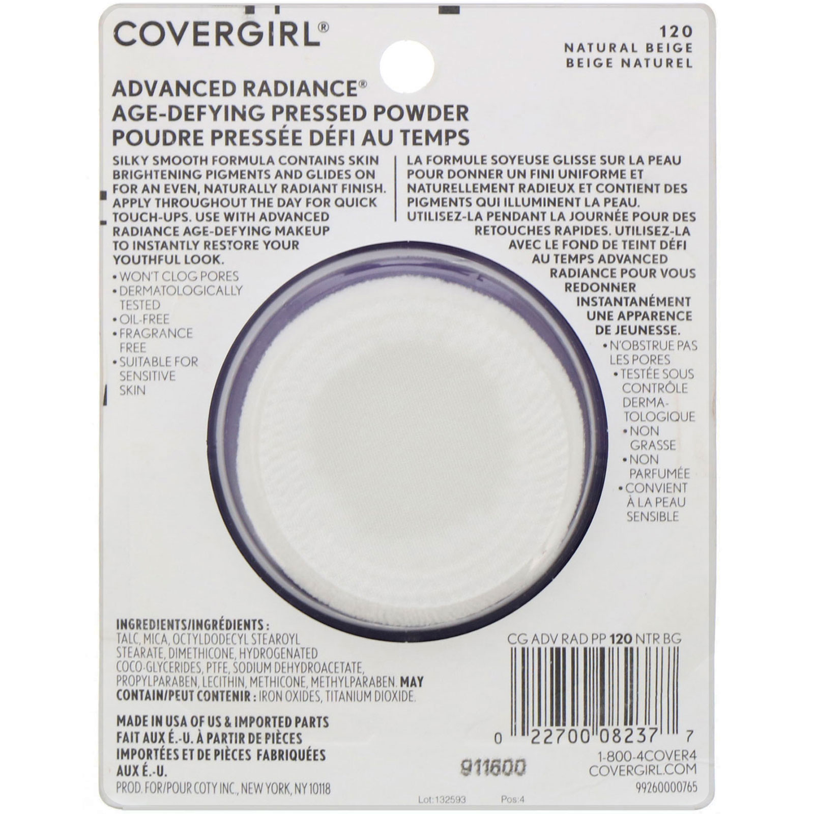 Comprar Covergirl, Advanced Radiance, Anti-idade, Pó compacto, 120 Bege natural, 11 g - Imagem 3