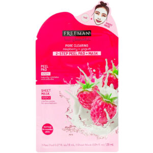 Comprar Freeman Beauty, Feeling Beautiful, Disco Esfoliante e Máscara em 2 Passos, Limpador de Poros, Framboesa e Iogurte, 1 Disco Esfoliante e 1 Máscara em Folha