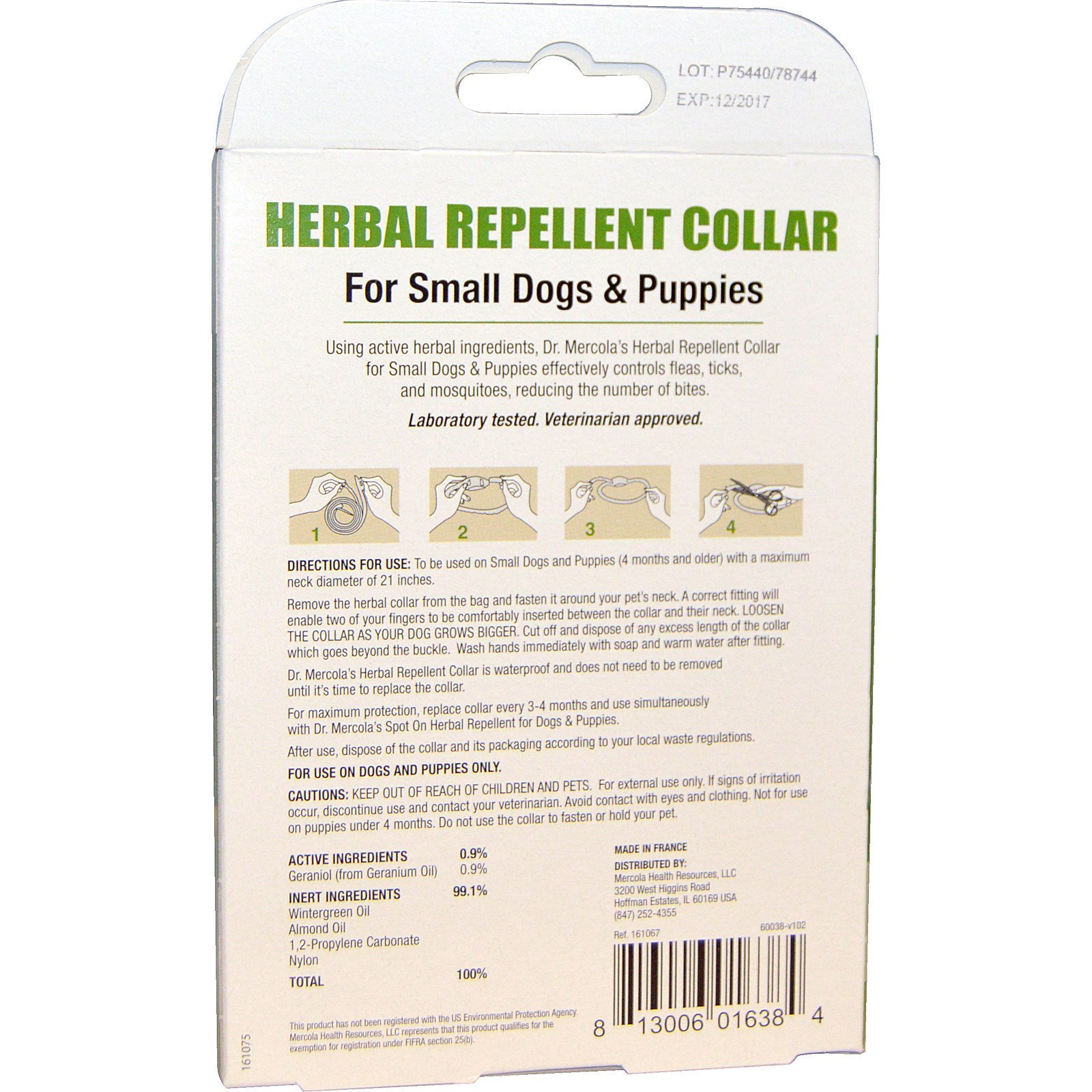 Comprar Dr. Mercola, Coleira Repelente de Ervas, para Cães Pequenos e Filhotes, 1 Coleira, 0.7 oz (19,85 g) - Imagem 2