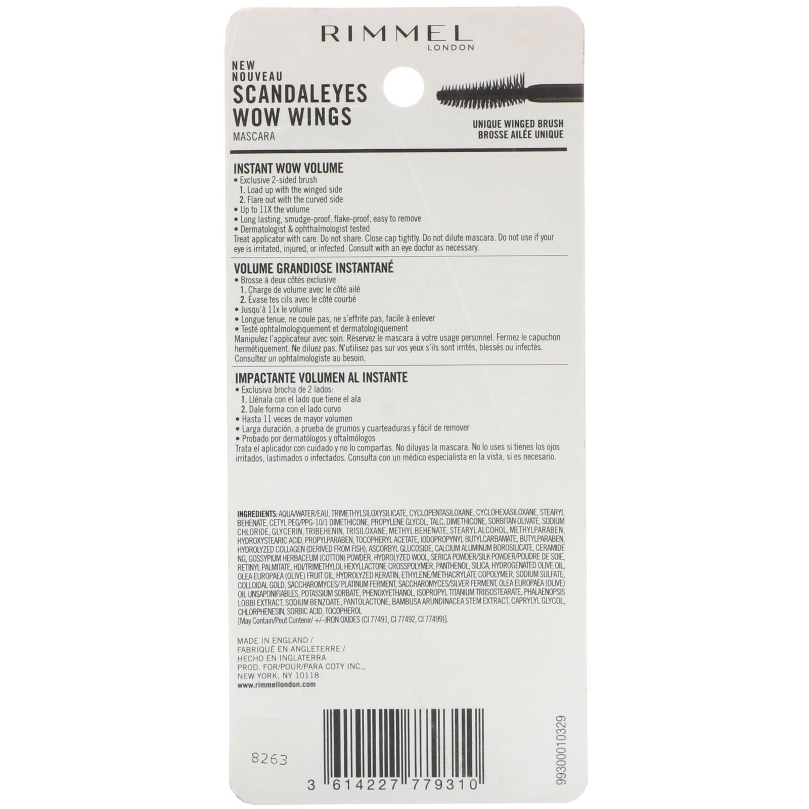 Comprar Rimmel London, Rímel Scandaleyes Wow Wings, à prova d’água, 001 Preto, 12 ml - Imagem 3
