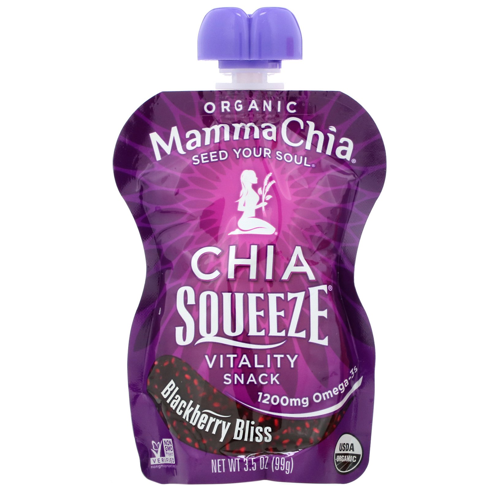 Comprar Mamma Chia, Organic Chia Squeeze, Vitality Snack, Blackberry Bliss, 8 Squeezes, 3.5 oz (99 g) Each - Imagem 3