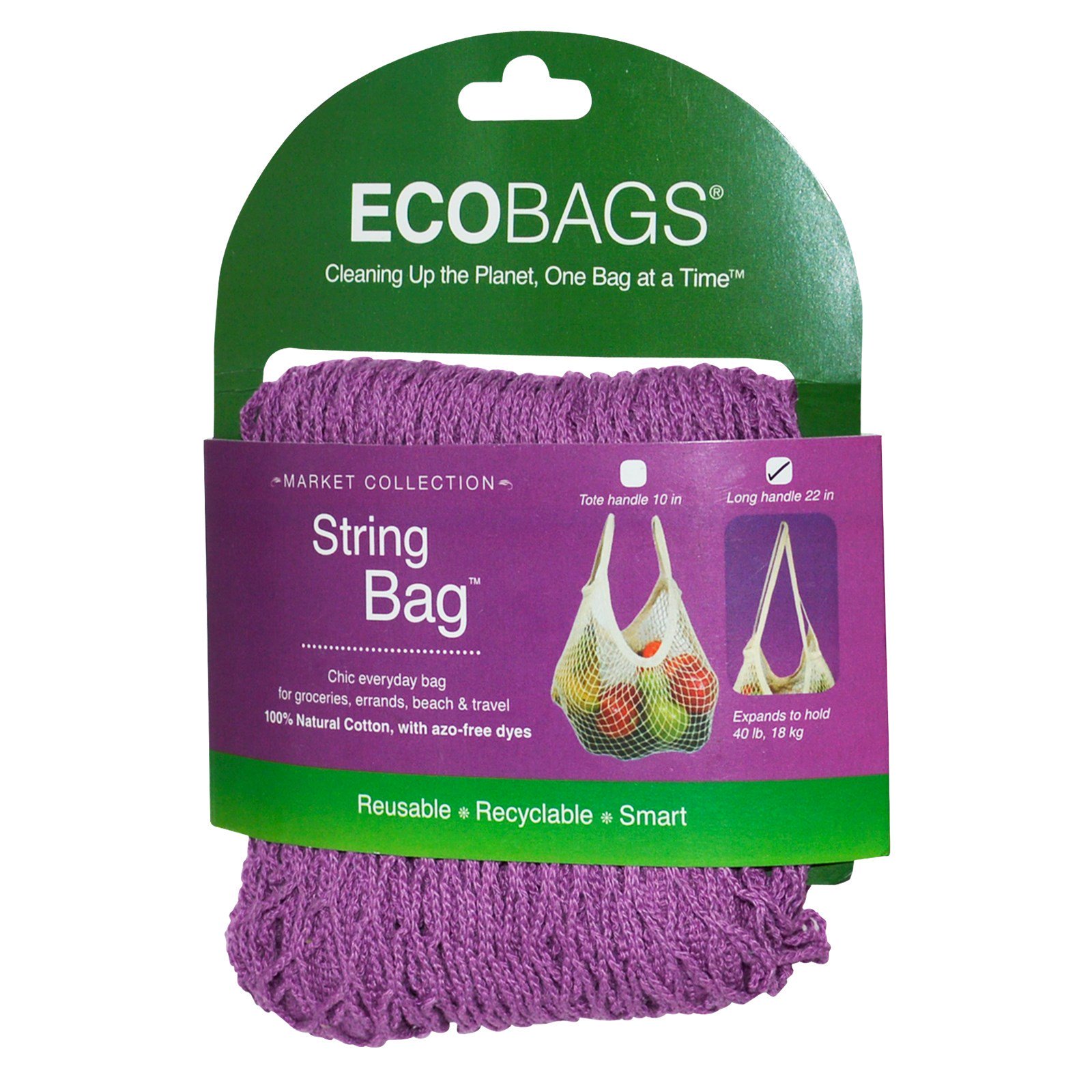 Comprar ECOBAGS, Saco de Corda, Coleção do Mercado, Punho Longo, 55 cm, Framboesa, 1 Saco