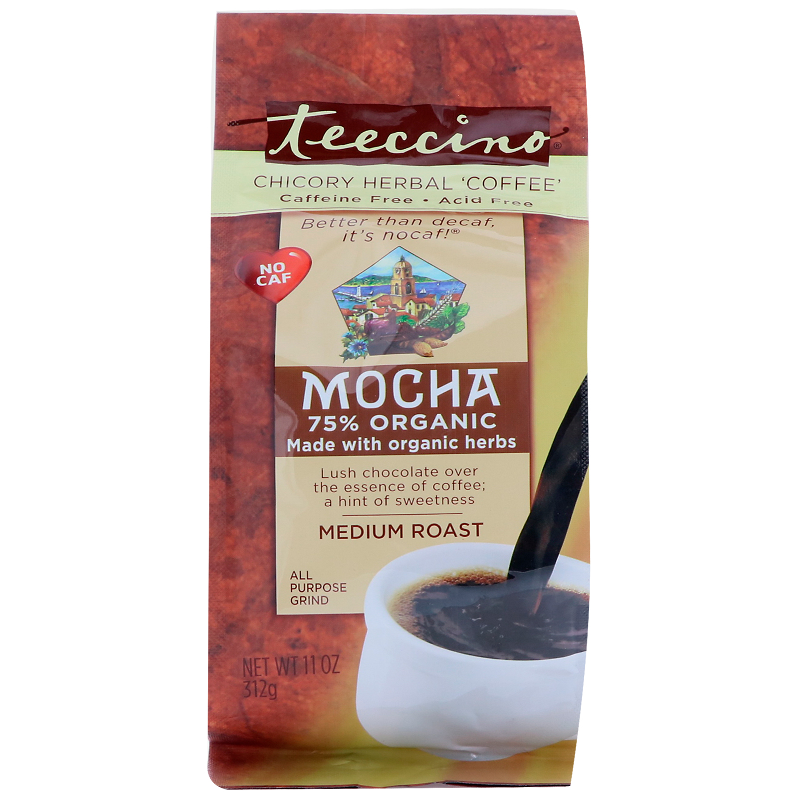 Comprar Teeccino, Café Herbal de Chicória, Mocha, Torrefação Média, Sem Cafeína, 11 oz (312 g)