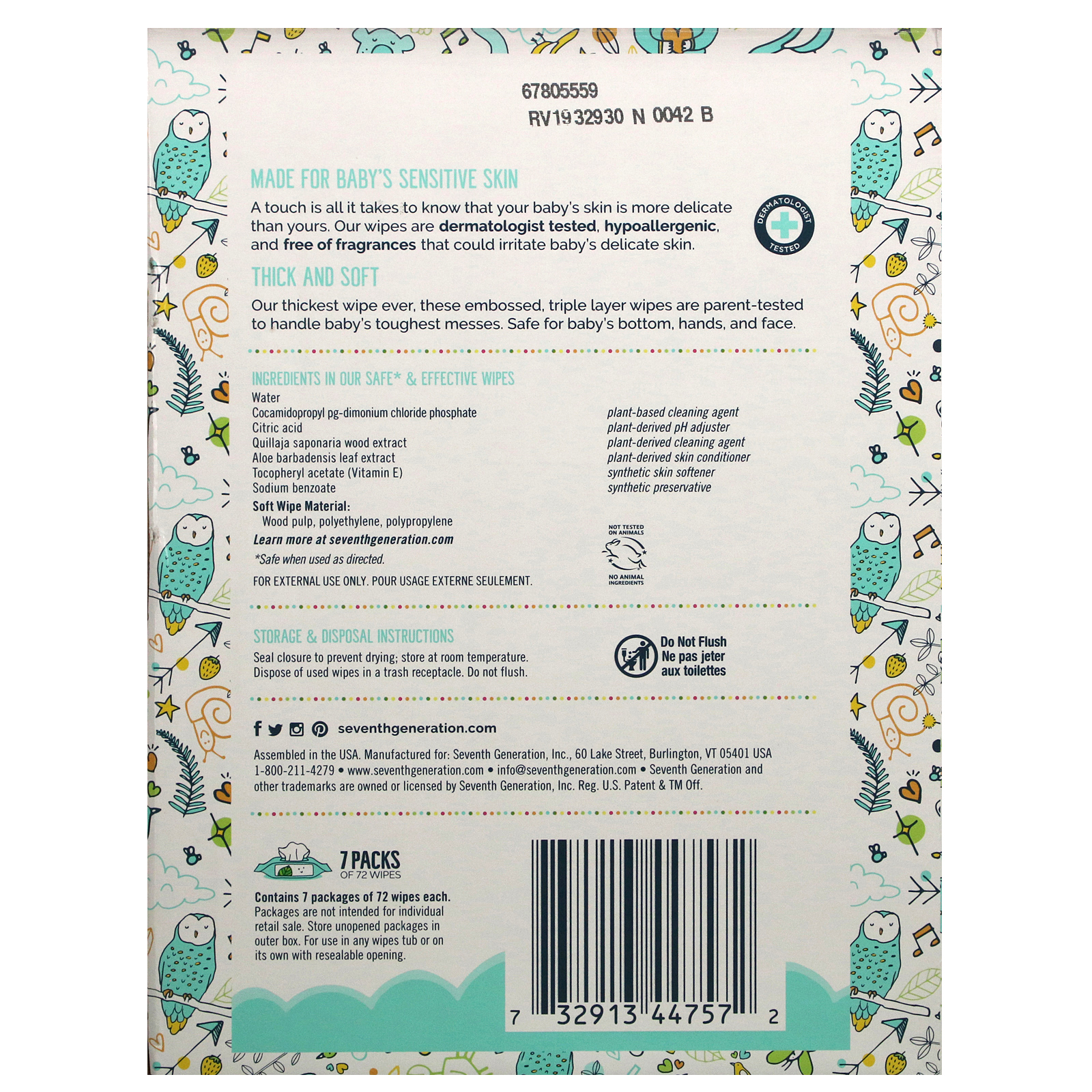 Comprar Seventh Generation, Baby Wipes, Free & Clear, 504 Wipes - Imagem 3