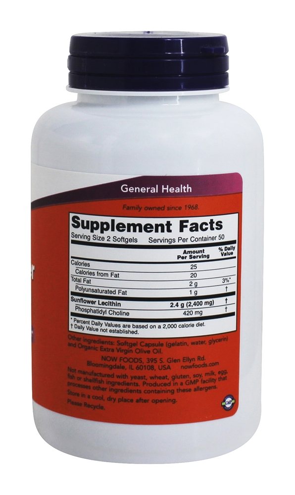Comprar Lecitina de Girassol 1200 mg. - 100 Softgels NOW Foods - Imagem 2