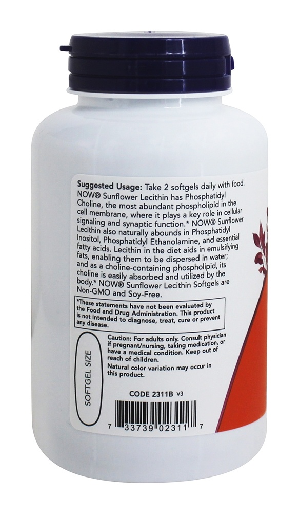Comprar Lecitina de Girassol 1200 mg. - 100 Softgels NOW Foods - Imagem 3